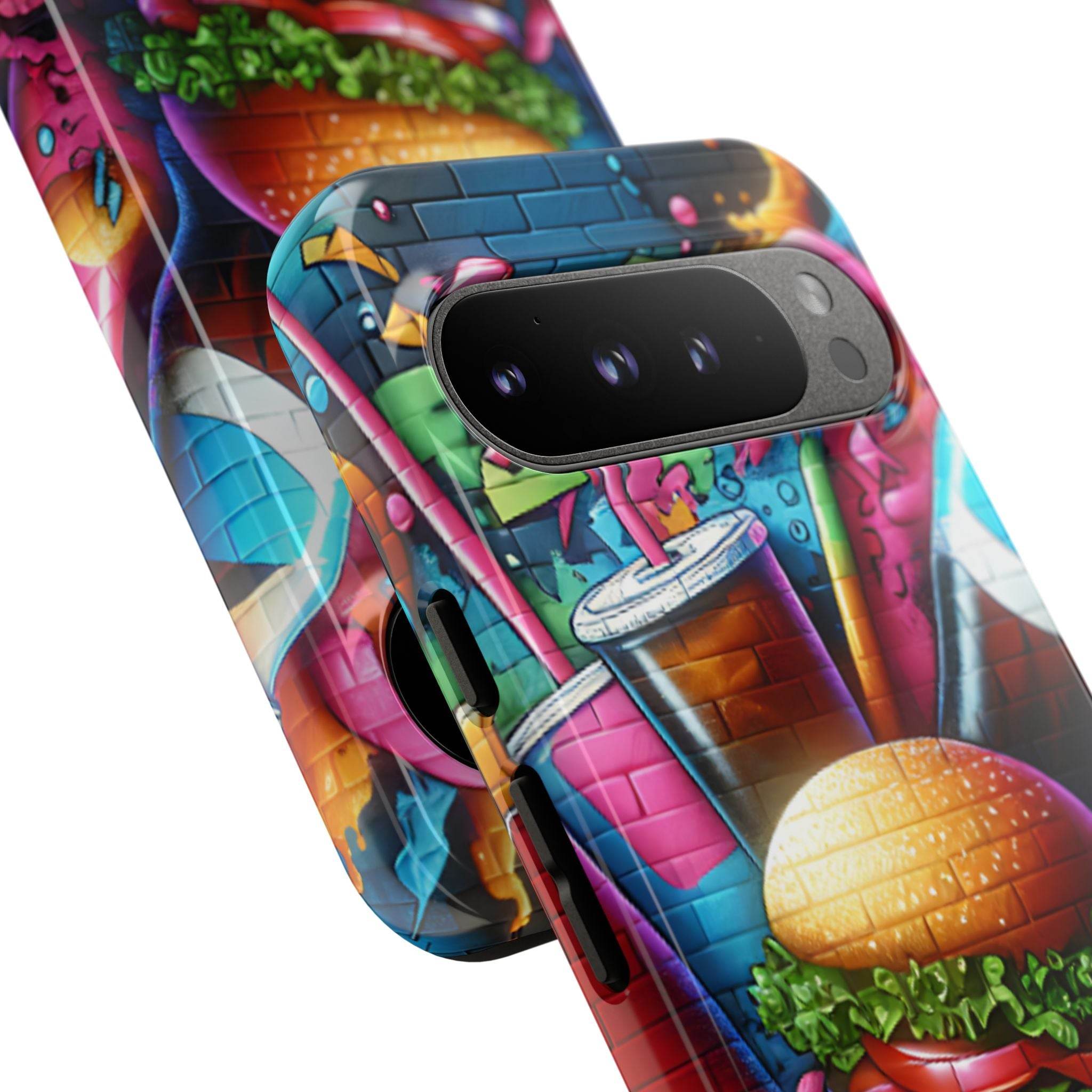Burger and Drink Graffiti Phone Case - Google Pixel Phone Tough Case - Hook's Rubs & Spices