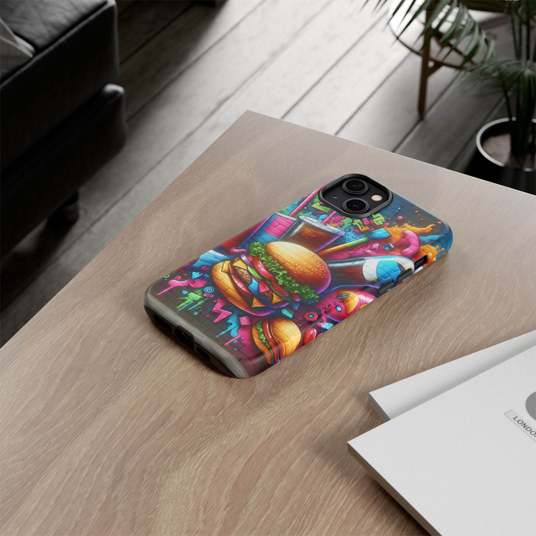 Burger and Drink Graffiti Phone Case - iPhone Tough Case - Hook's Rubs & Spices