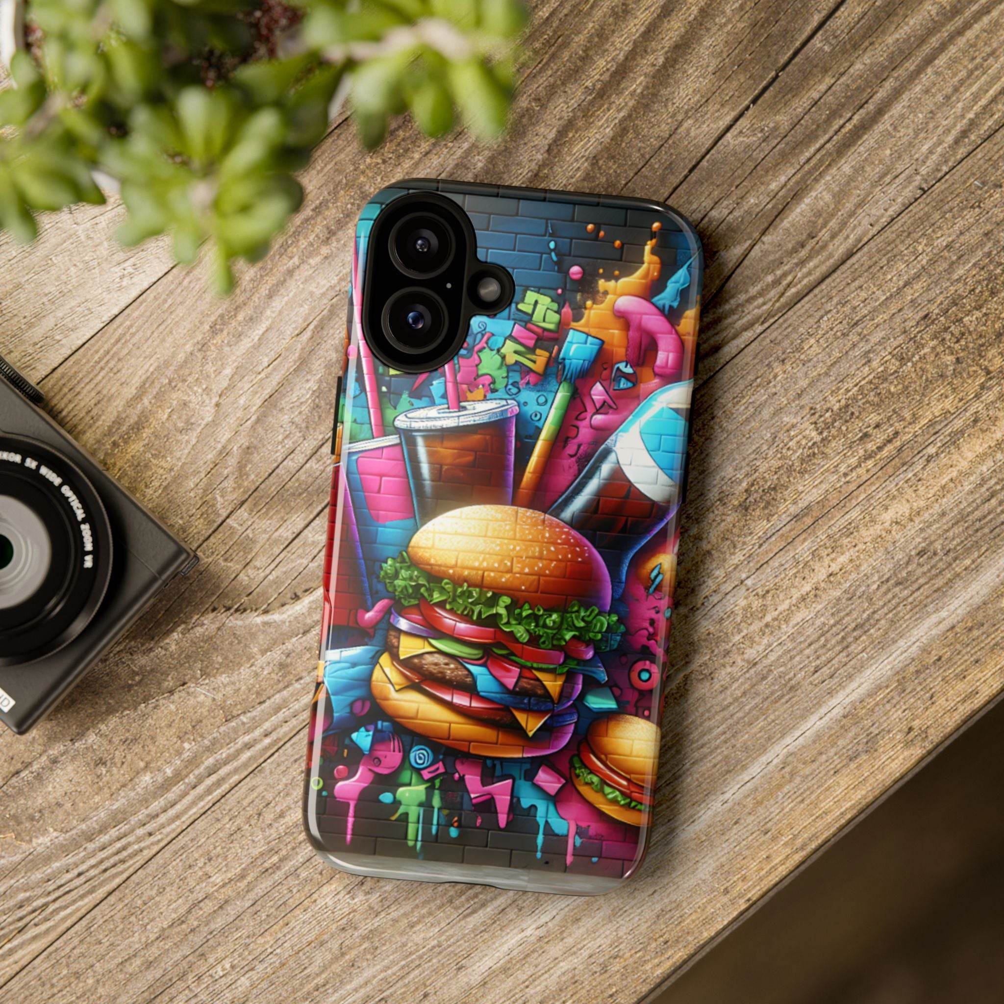 Burger and Drink Graffiti Phone Case - iPhone Tough Case - Hook's Rubs & Spices