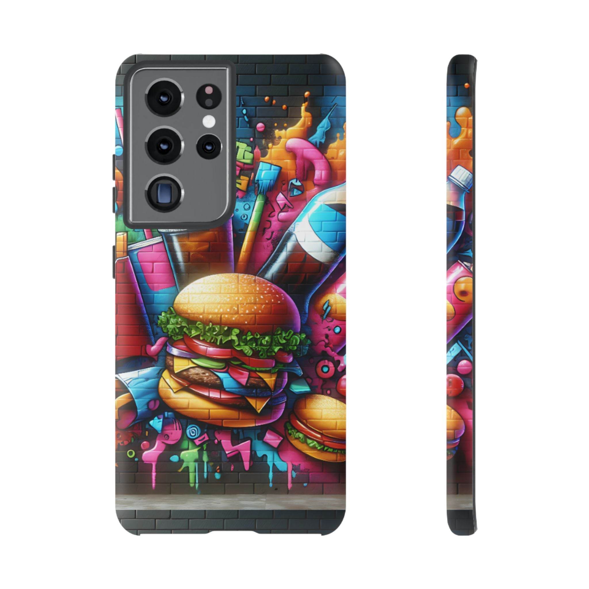 Burger and Drink Graffiti Phone Case - Samsung Galaxy Tough Case - Hook's Rubs & Spices