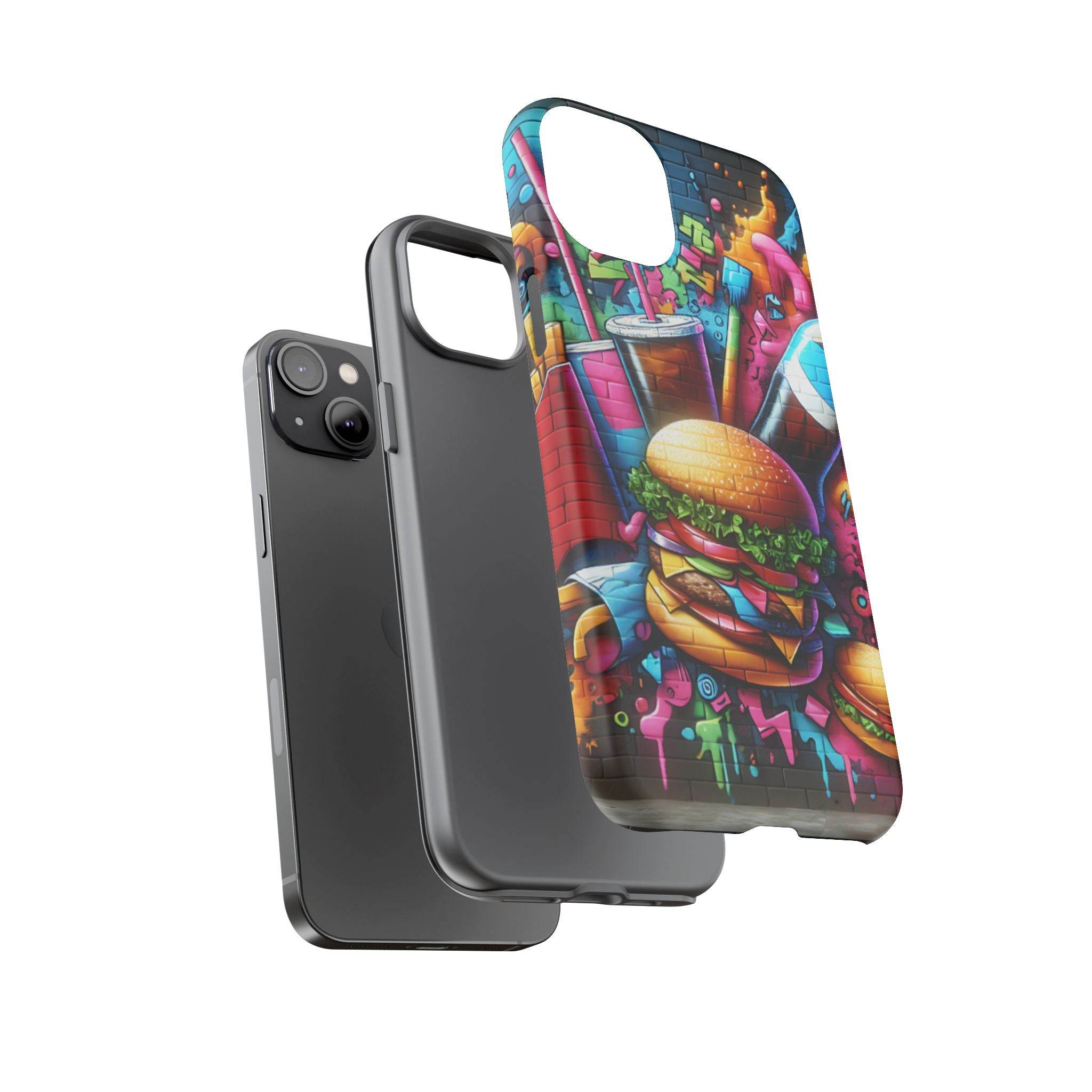 Burger and Drink Graffiti Phone Case - iPhone Tough Case - Hook's Rubs & Spices