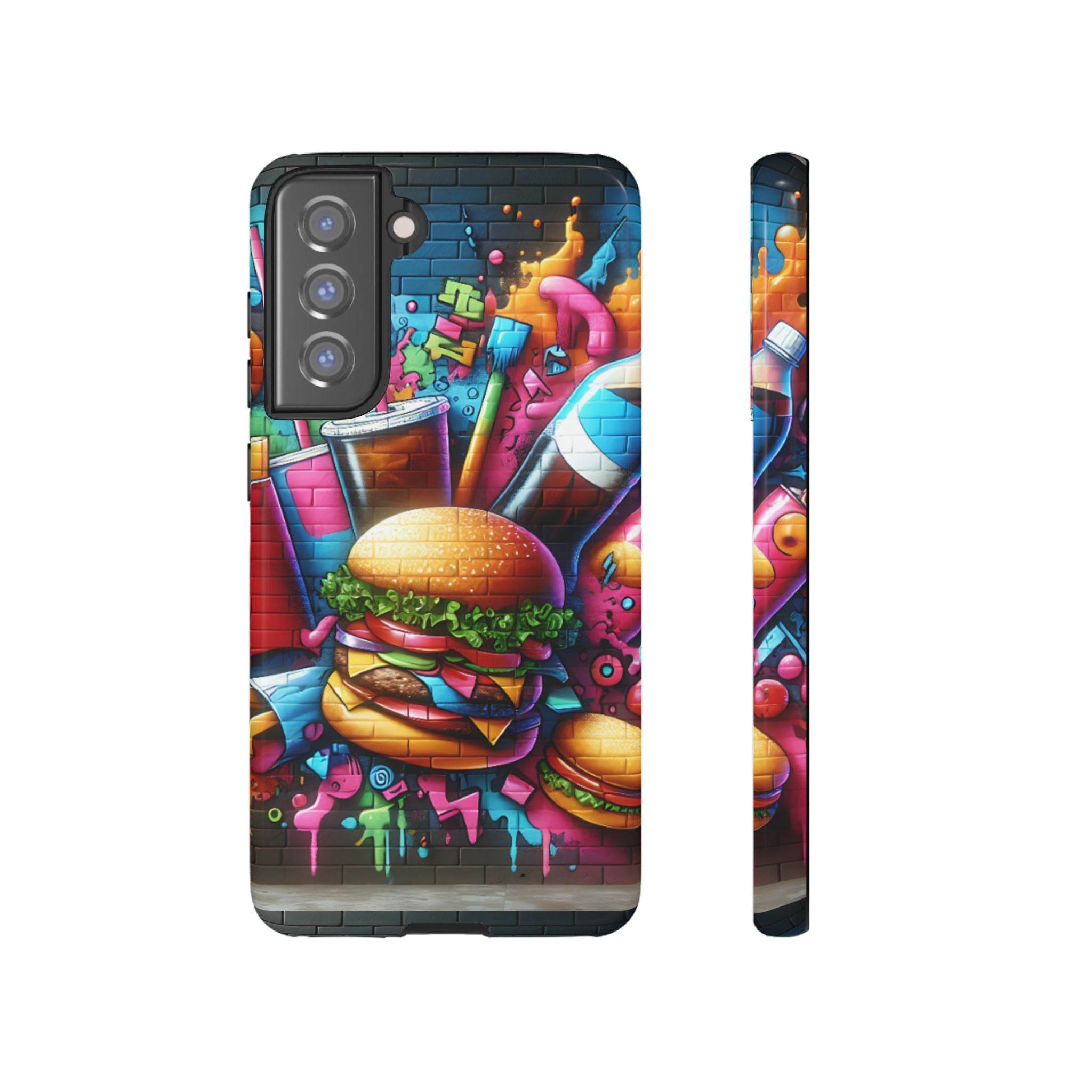 Burger and Drink Graffiti Phone Case - Samsung Galaxy Tough Case - Hook's Rubs & Spices