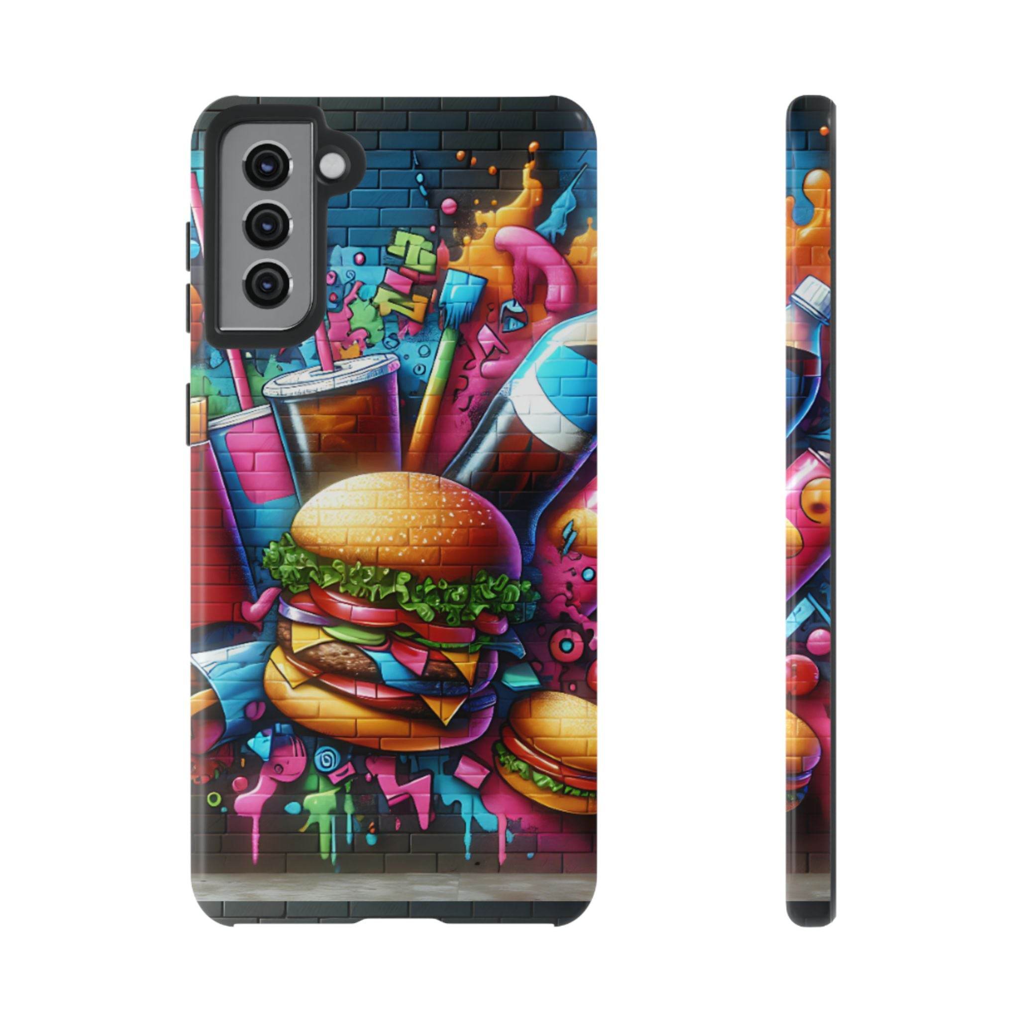 Burger and Drink Graffiti Phone Case - Samsung Galaxy Tough Case - Hook's Rubs & Spices
