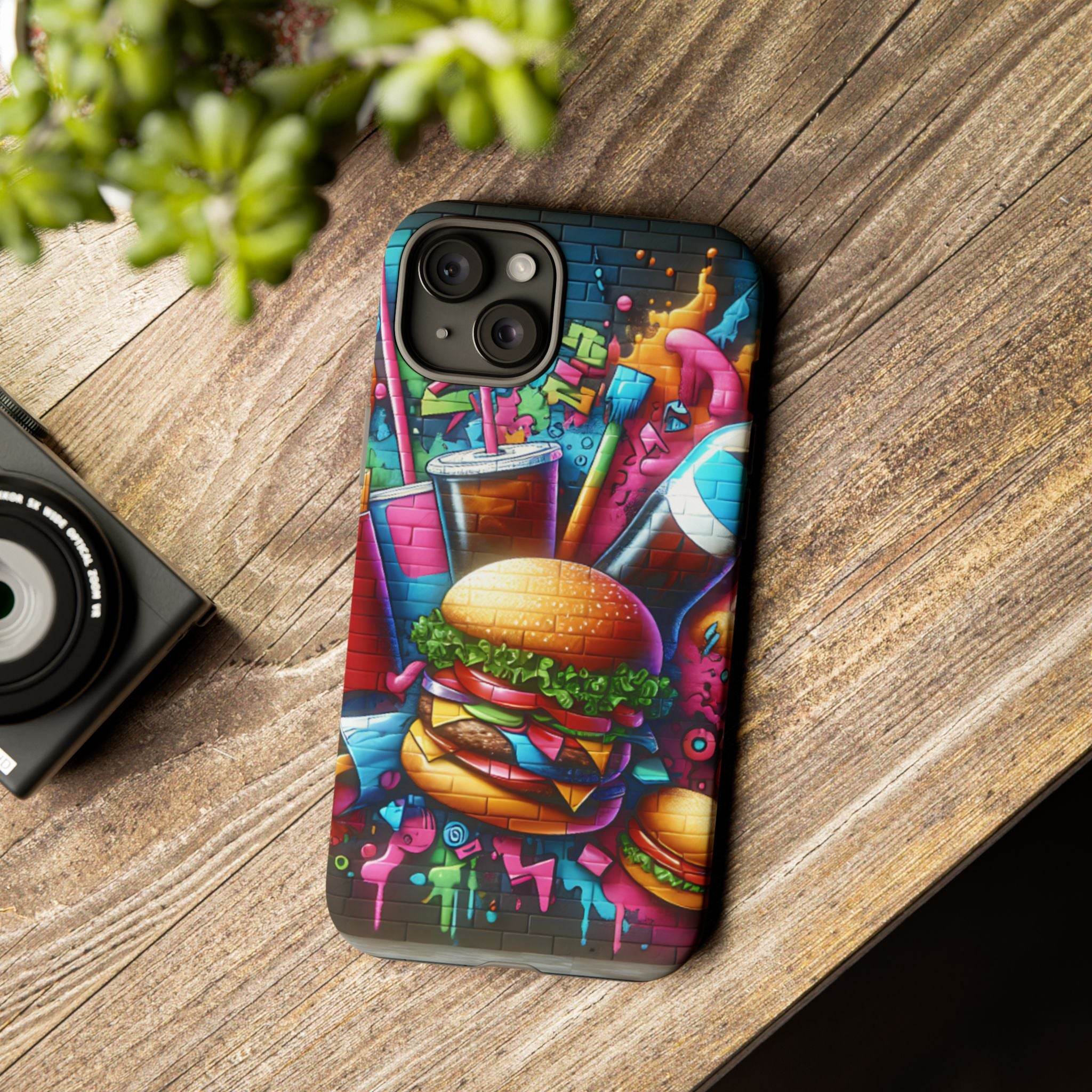 Burger and Drink Graffiti Phone Case - iPhone Tough Case - Hook's Rubs & Spices