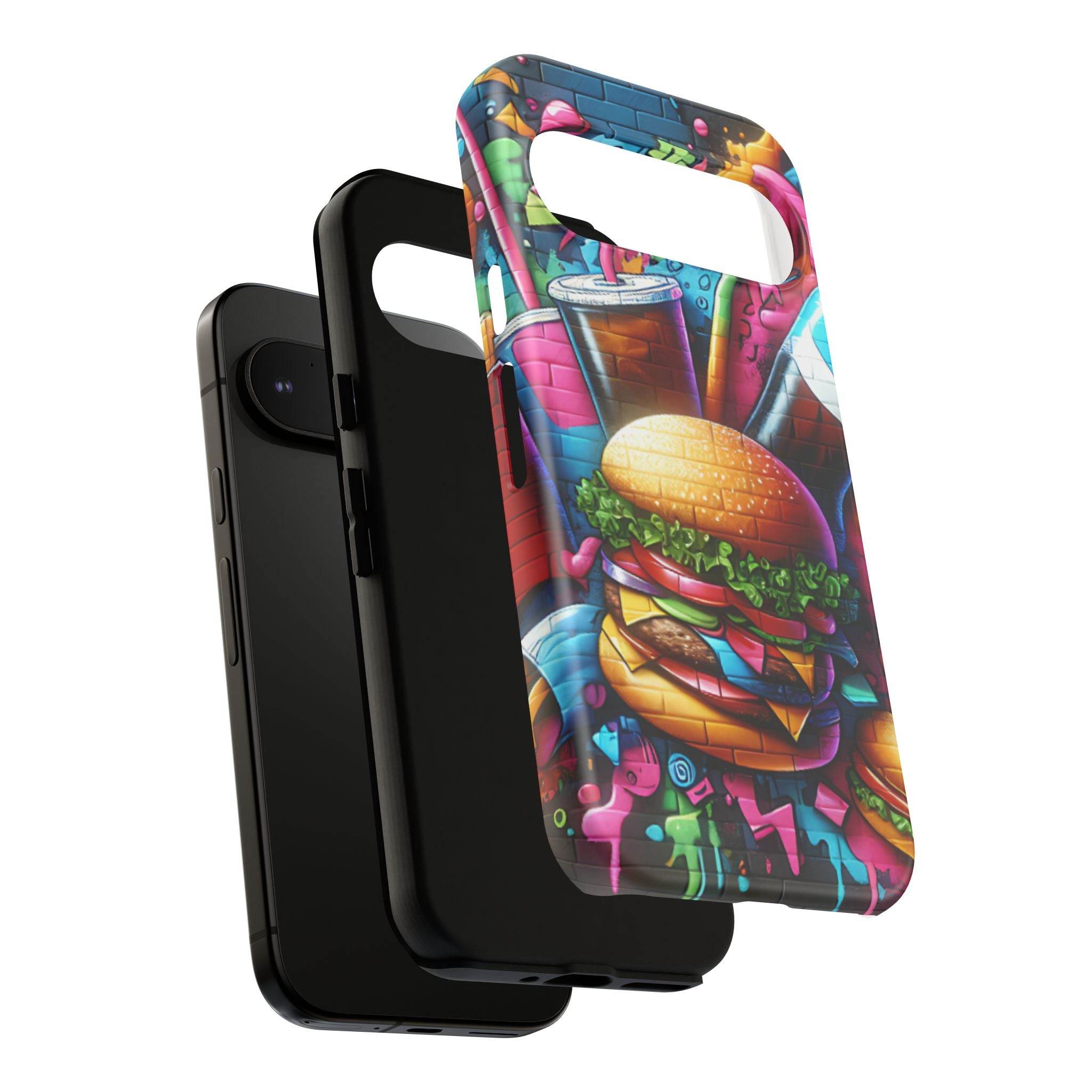 Burger and Drink Graffiti Phone Case - Google Pixel Phone Tough Case - Hook's Rubs & Spices