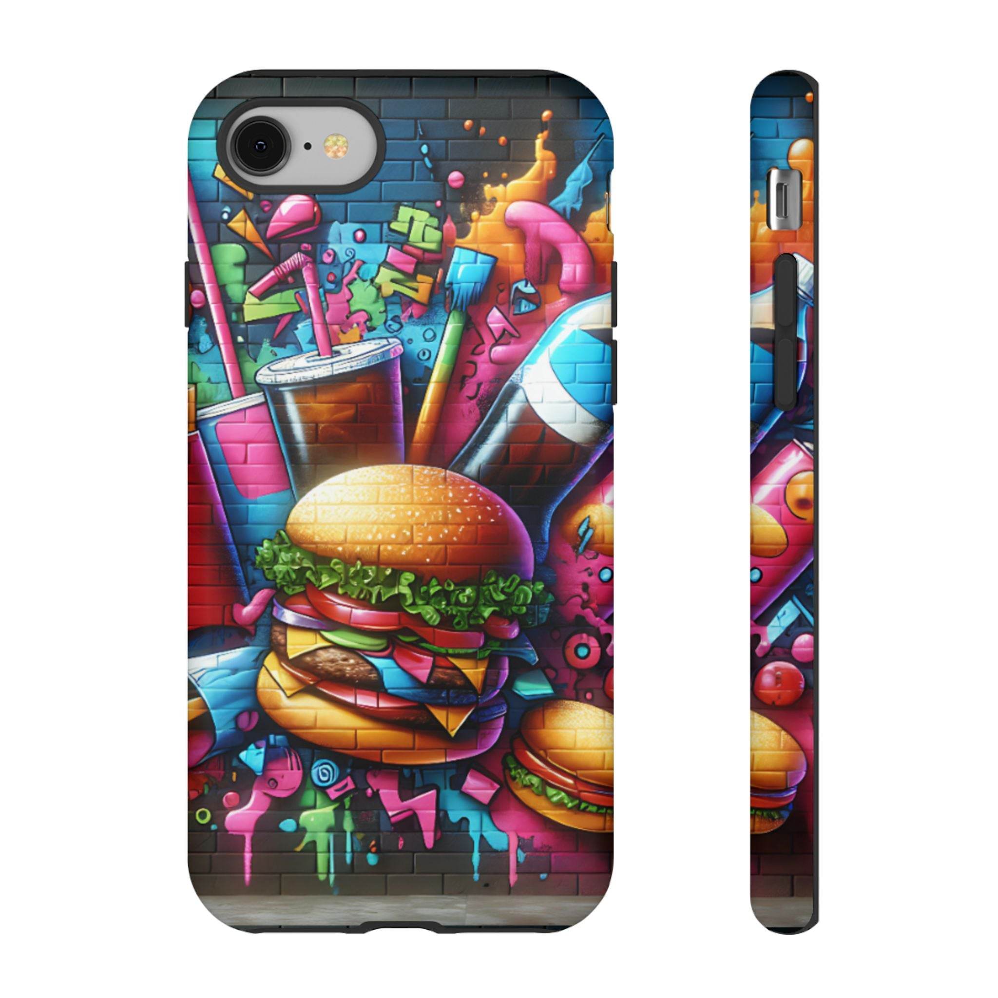 Burger and Drink Graffiti Phone Case - iPhone Tough Case - Hook's Rubs & Spices