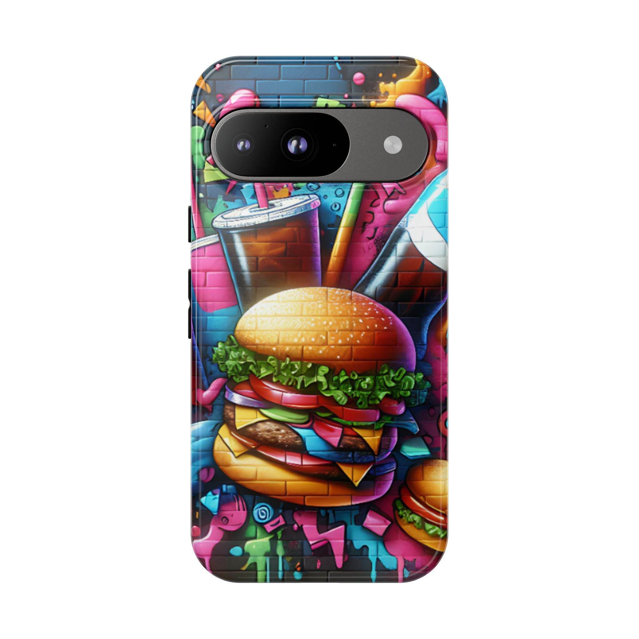 Burger and Drink Graffiti Phone Case - Google Pixel Phone Tough Case - Hook's Rubs & Spices