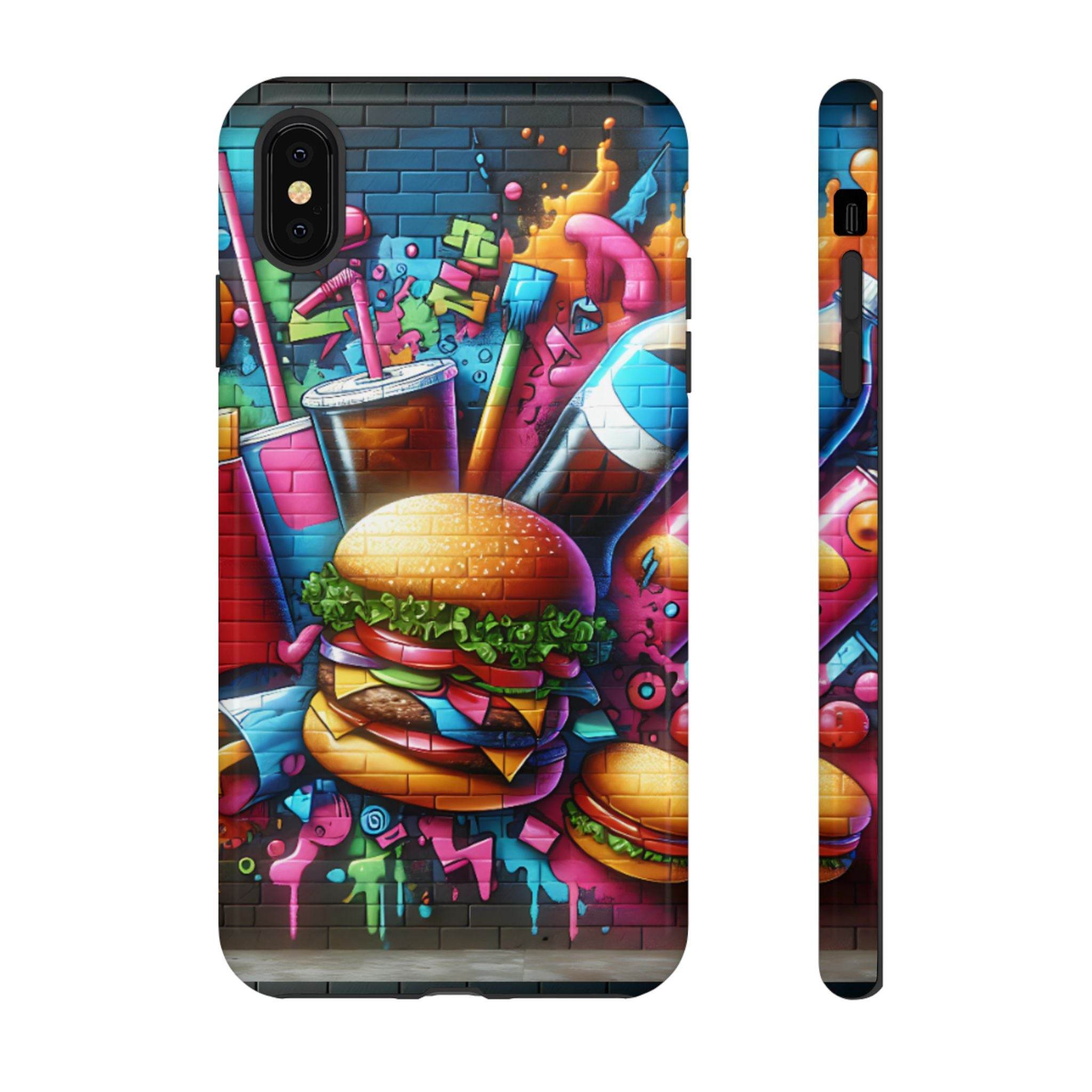 Burger and Drink Graffiti Phone Case - iPhone Tough Case - Hook's Rubs & Spices