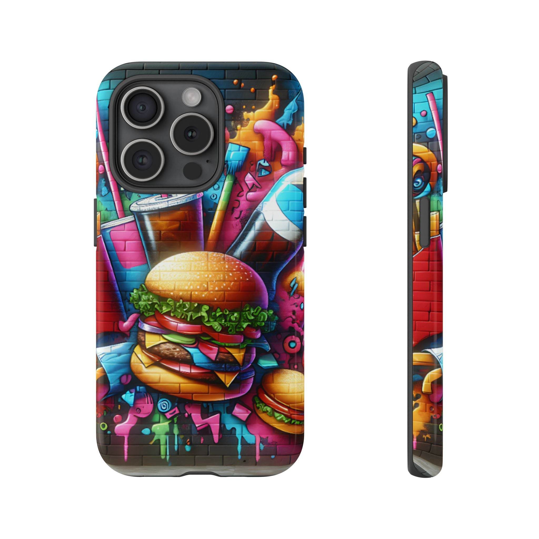 Burger and Drink Graffiti Phone Case - iPhone Tough Case - Hook's Rubs & Spices
