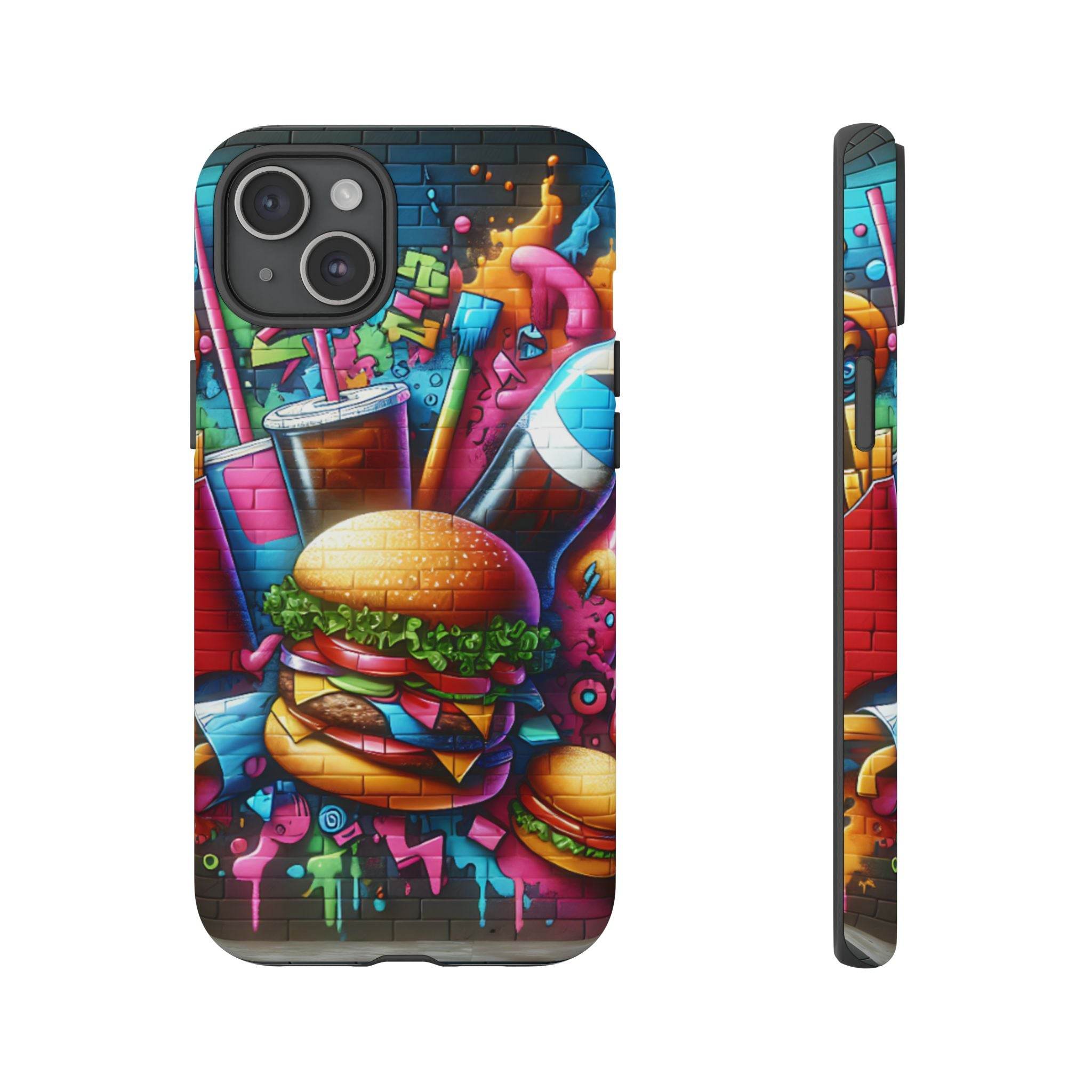 Burger and Drink Graffiti Phone Case - iPhone Tough Case - Hook's Rubs & Spices