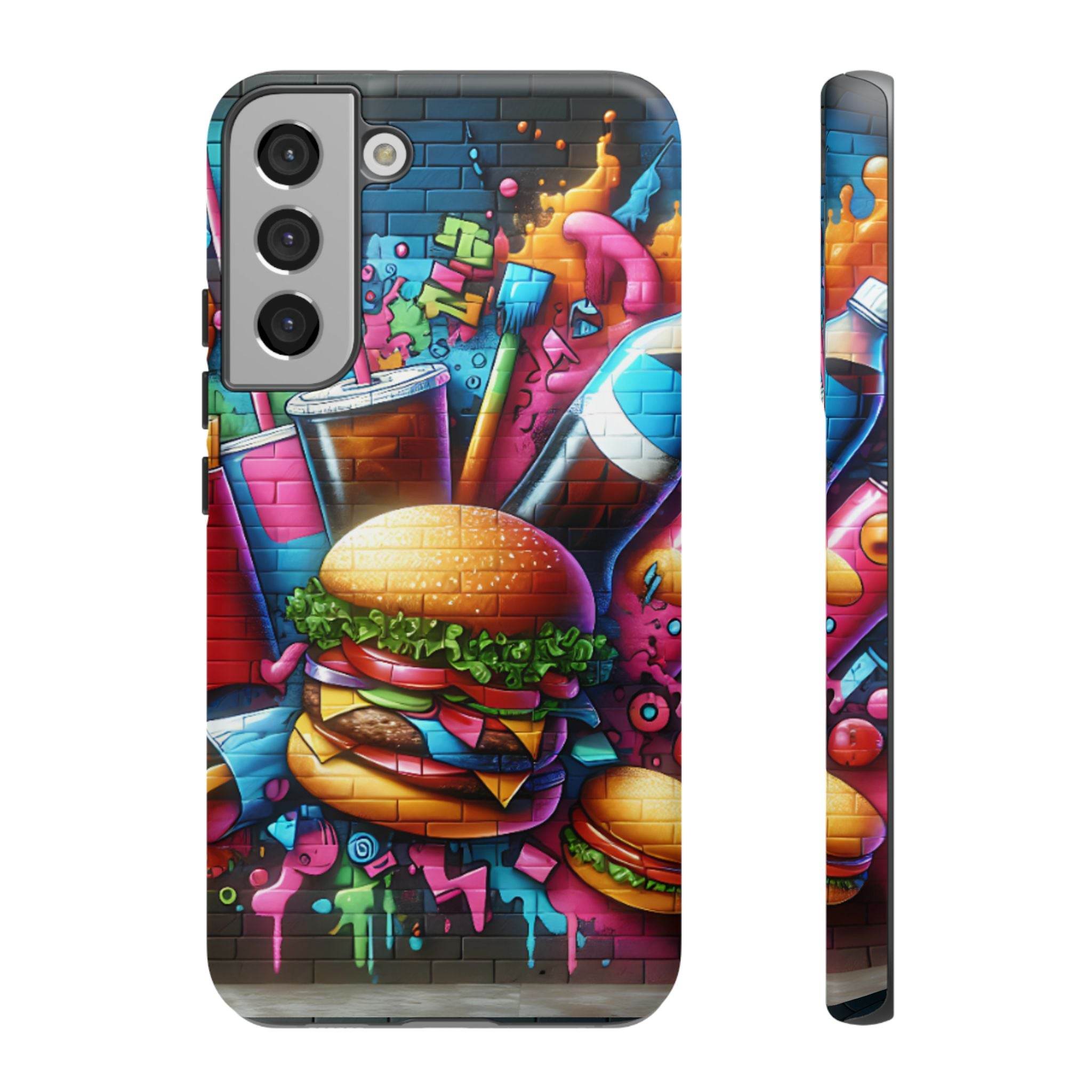 Burger and Drink Graffiti Phone Case - Samsung Galaxy Tough Case - Hook's Rubs & Spices
