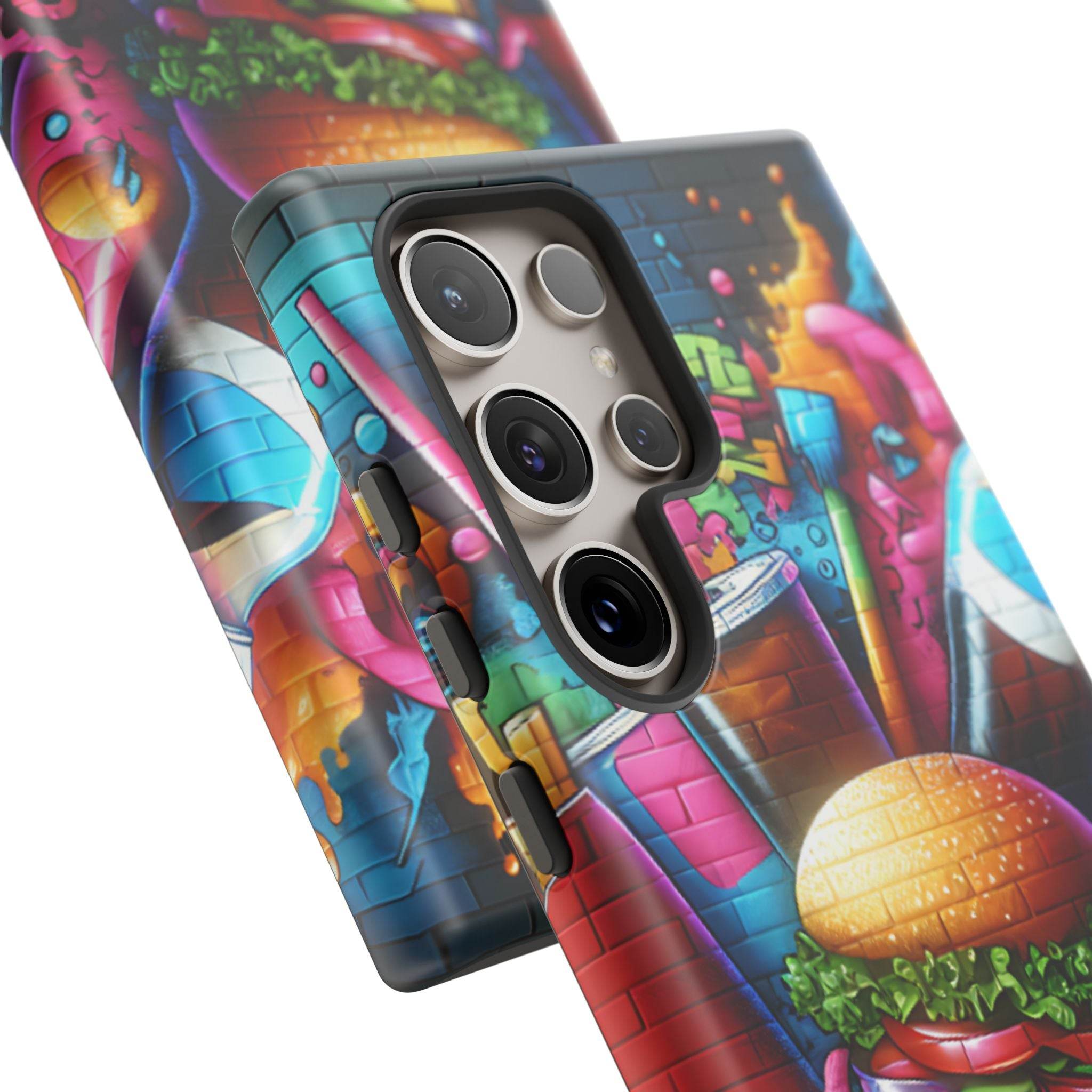 Burger and Drink Graffiti Phone Case - Samsung Galaxy Tough Case - Hook's Rubs & Spices