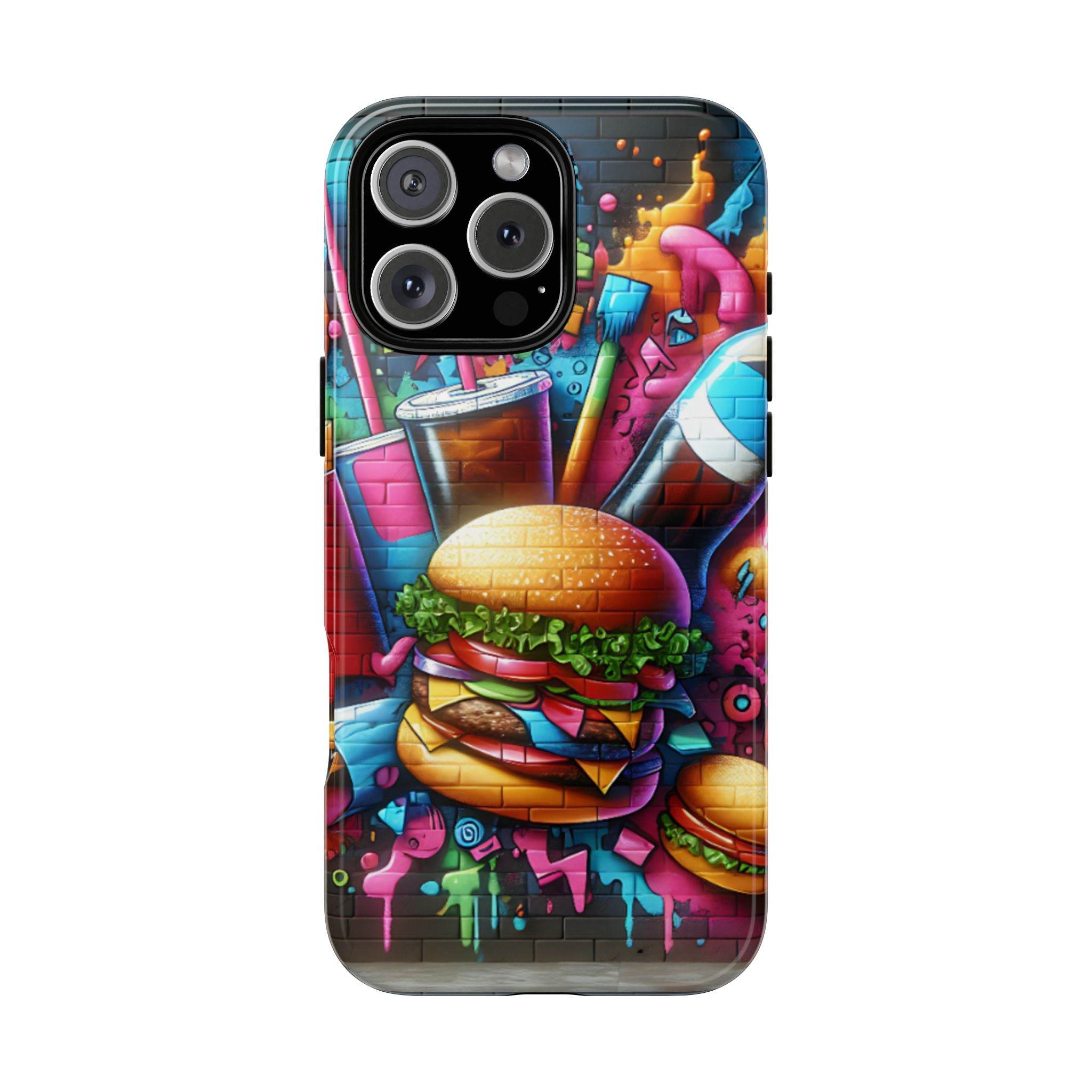 Burger and Drink Graffiti Phone Case - iPhone Tough Case - Hook's Rubs & Spices