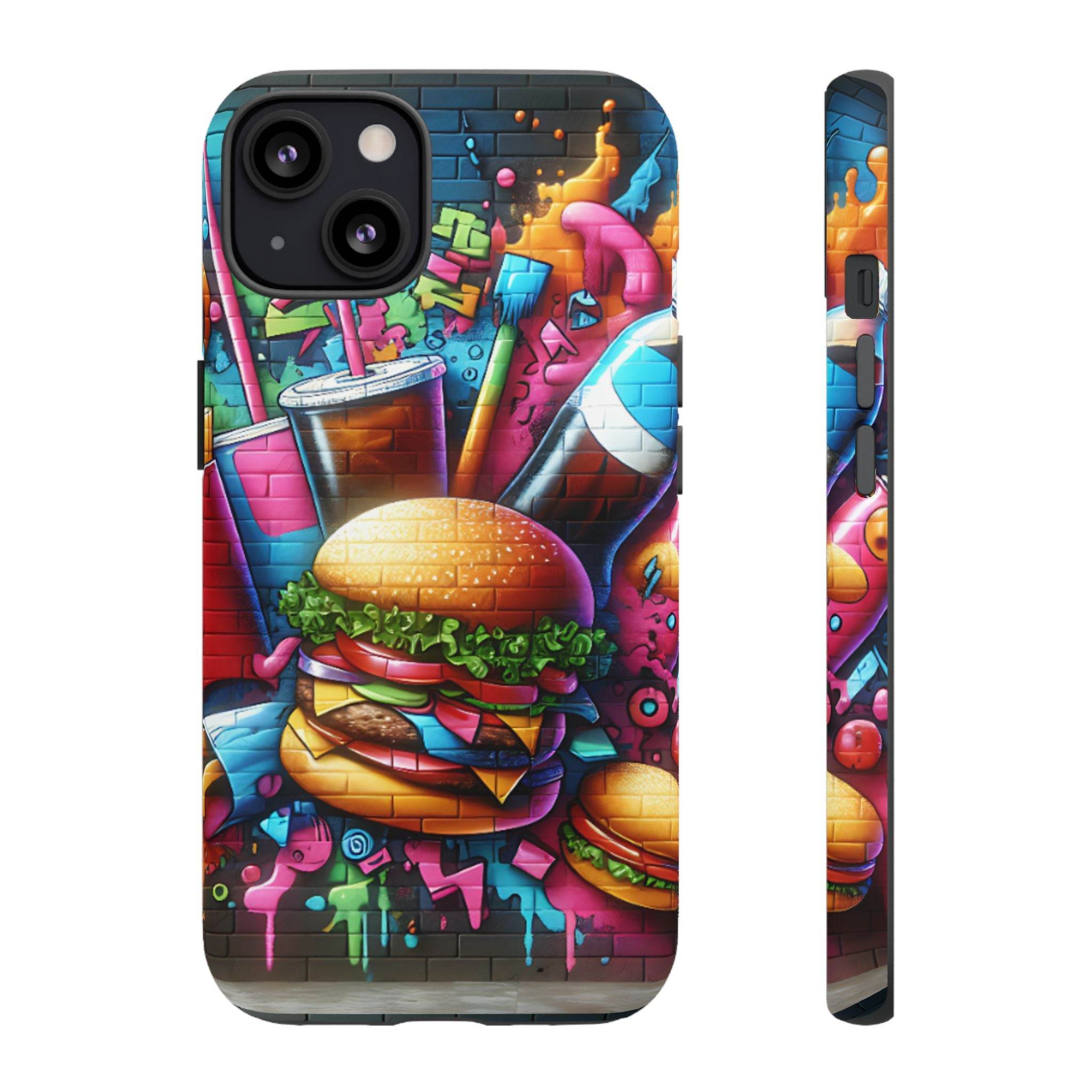 Burger and Drink Graffiti Phone Case - iPhone Tough Case - Hook's Rubs & Spices