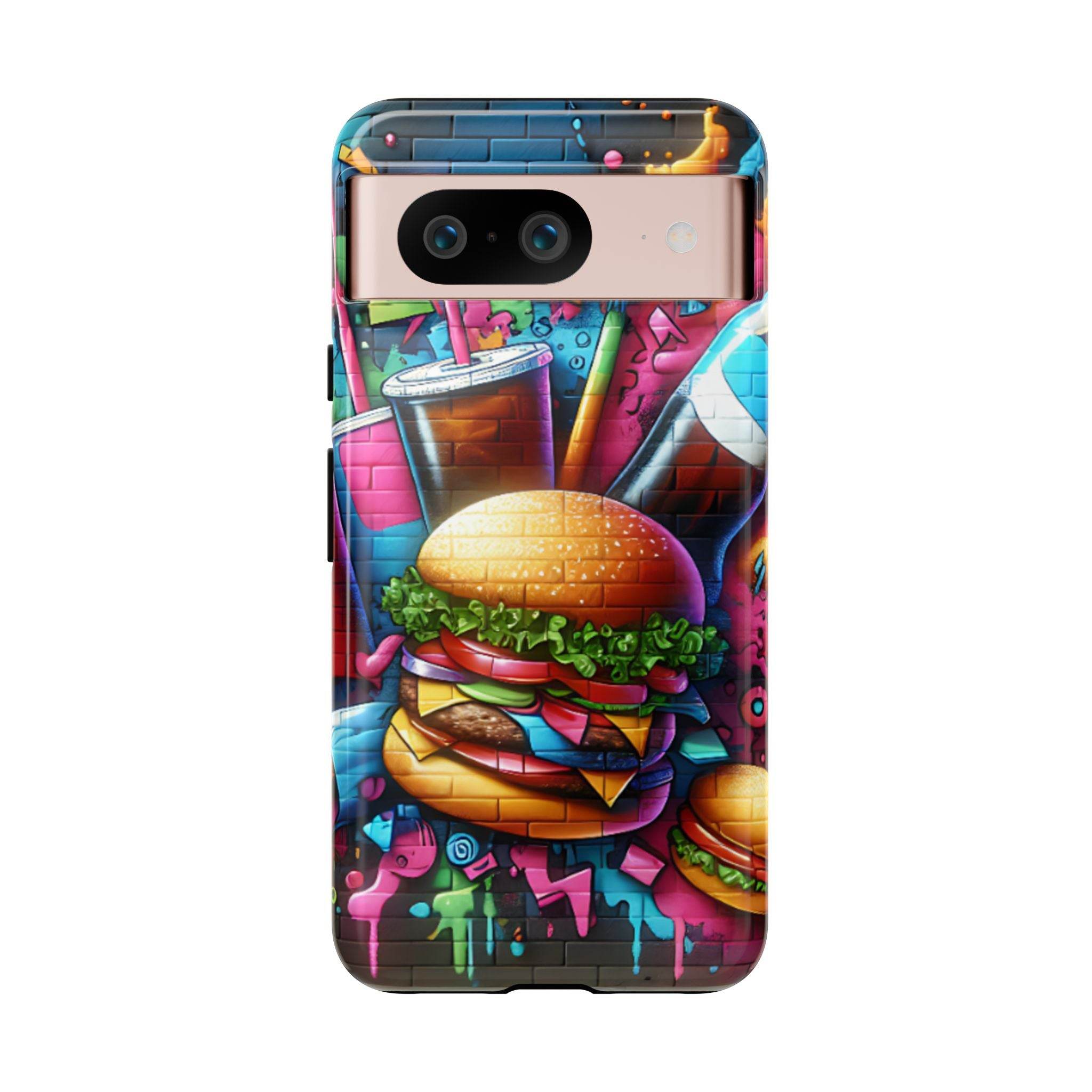 Burger and Drink Graffiti Phone Case - Google Pixel Phone Tough Case - Hook's Rubs & Spices