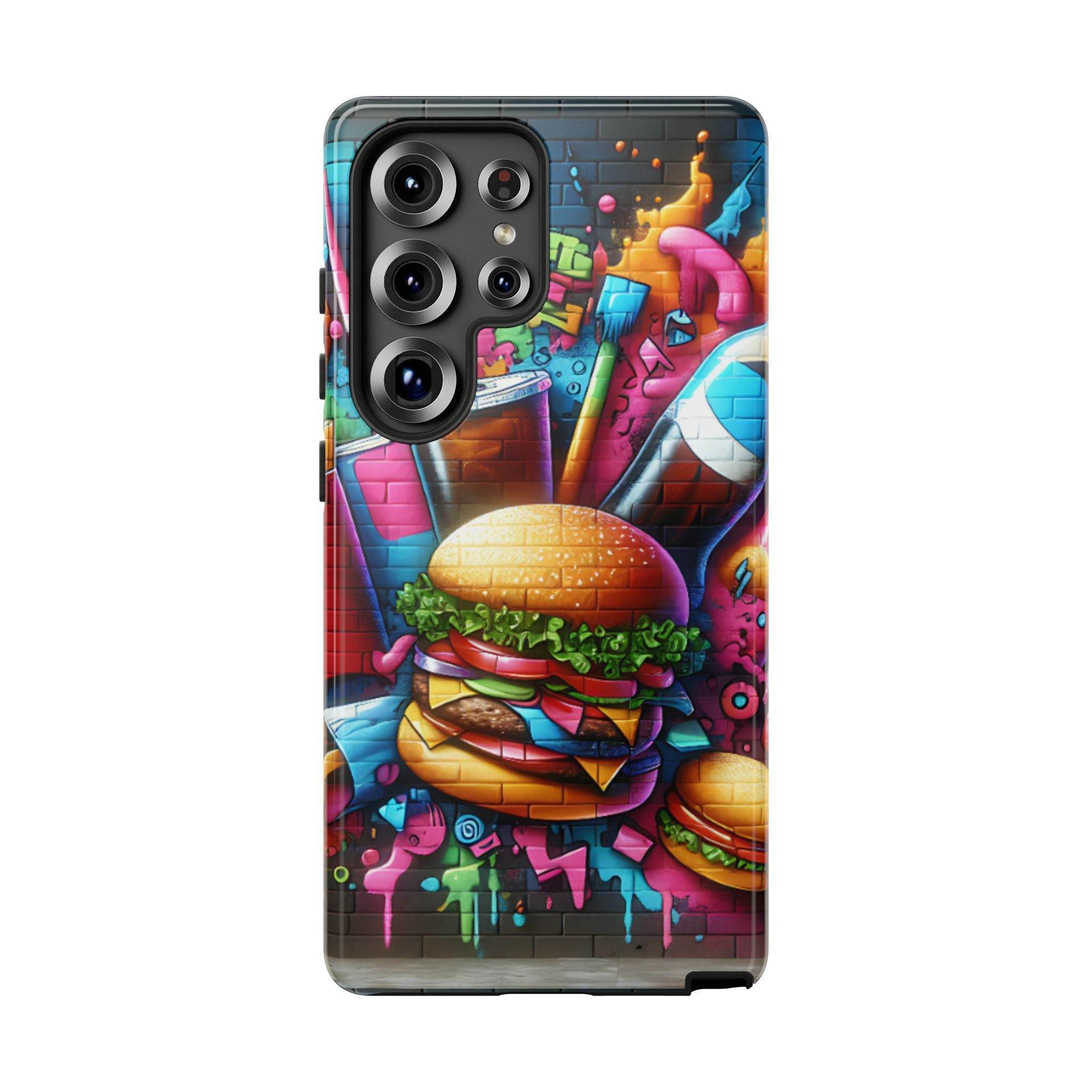 Burger and Drink Graffiti Phone Case - Samsung Galaxy Tough Case - Hook's Rubs & Spices