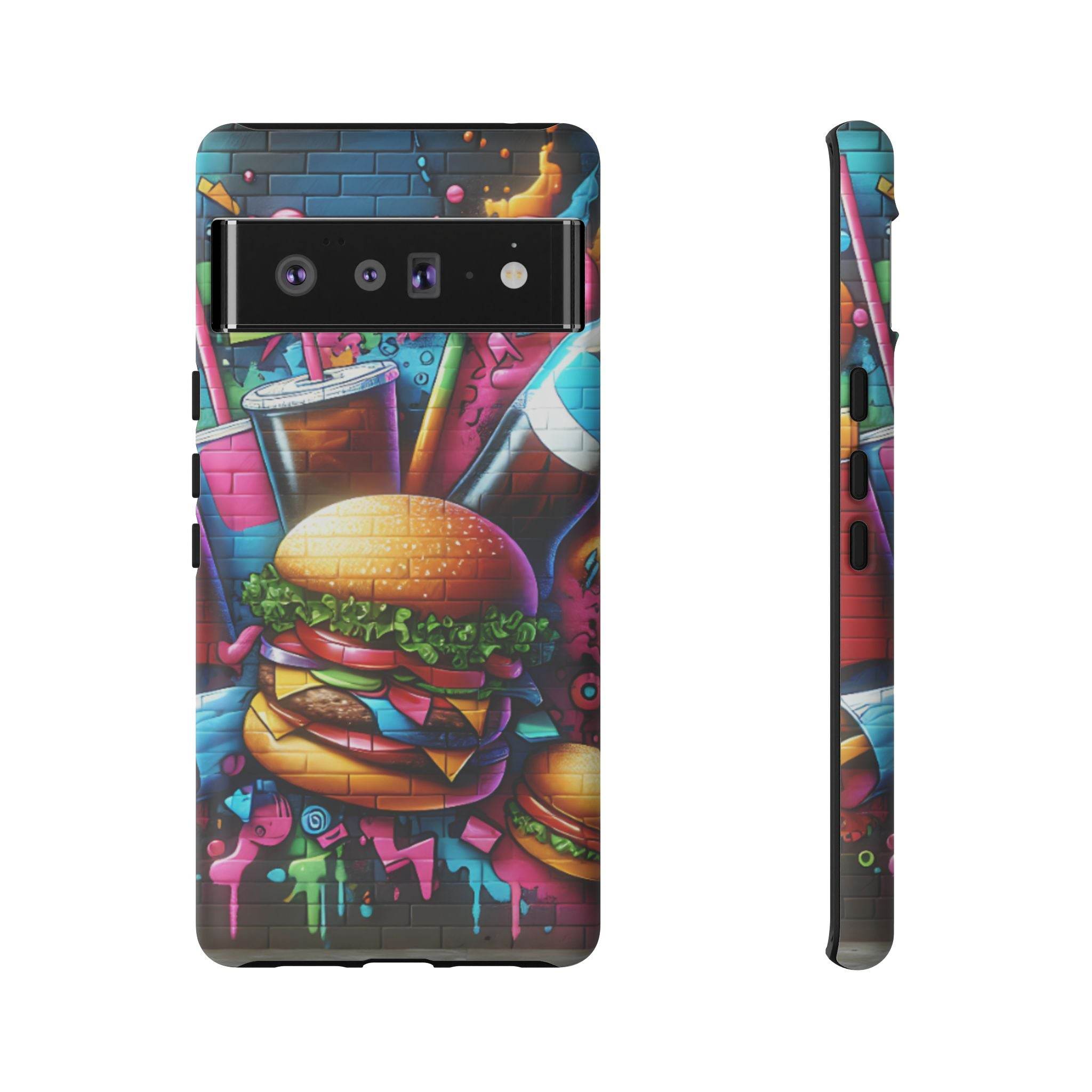 Burger and Drink Graffiti Phone Case - Google Pixel Phone Tough Case - Hook's Rubs & Spices