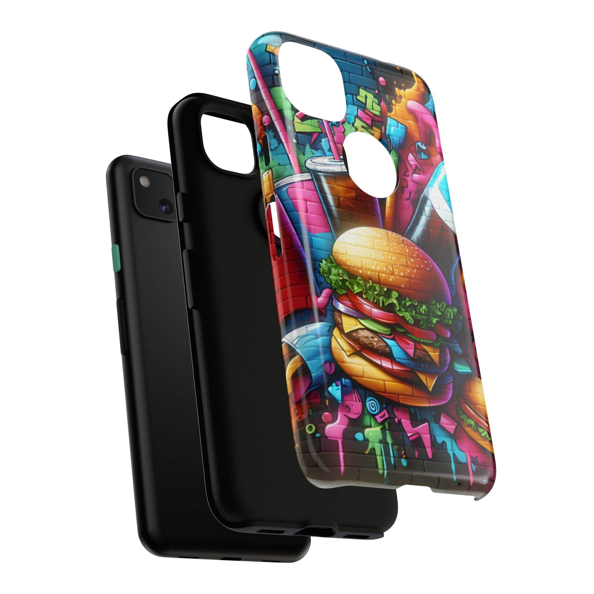 Burger and Drink Graffiti Phone Case - Google Pixel Phone Tough Case - Hook's Rubs & Spices