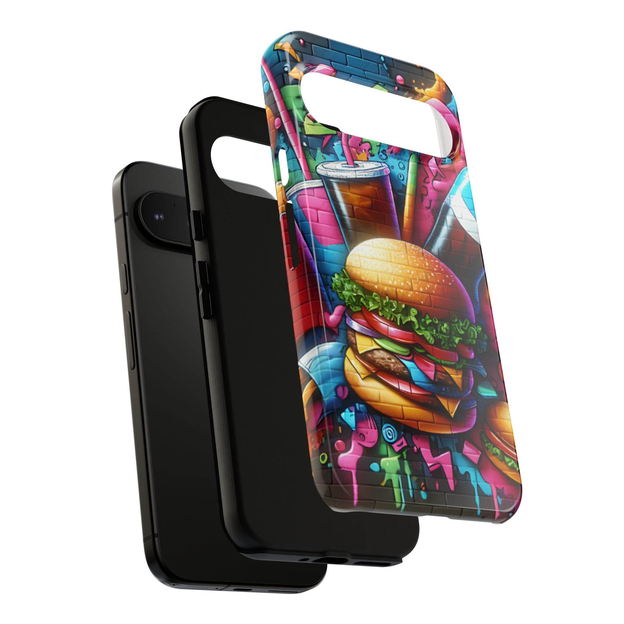 Burger and Drink Graffiti Phone Case - Google Pixel Phone Tough Case - Hook's Rubs & Spices