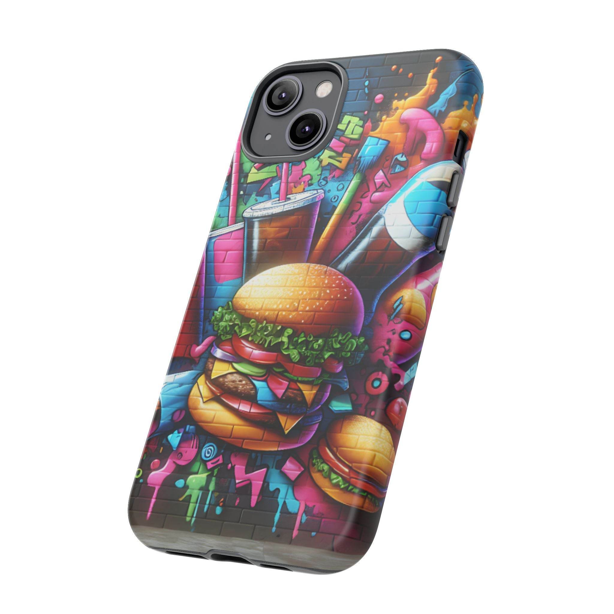 Burger and Drink Graffiti Phone Case - iPhone Tough Case - Hook's Rubs & Spices