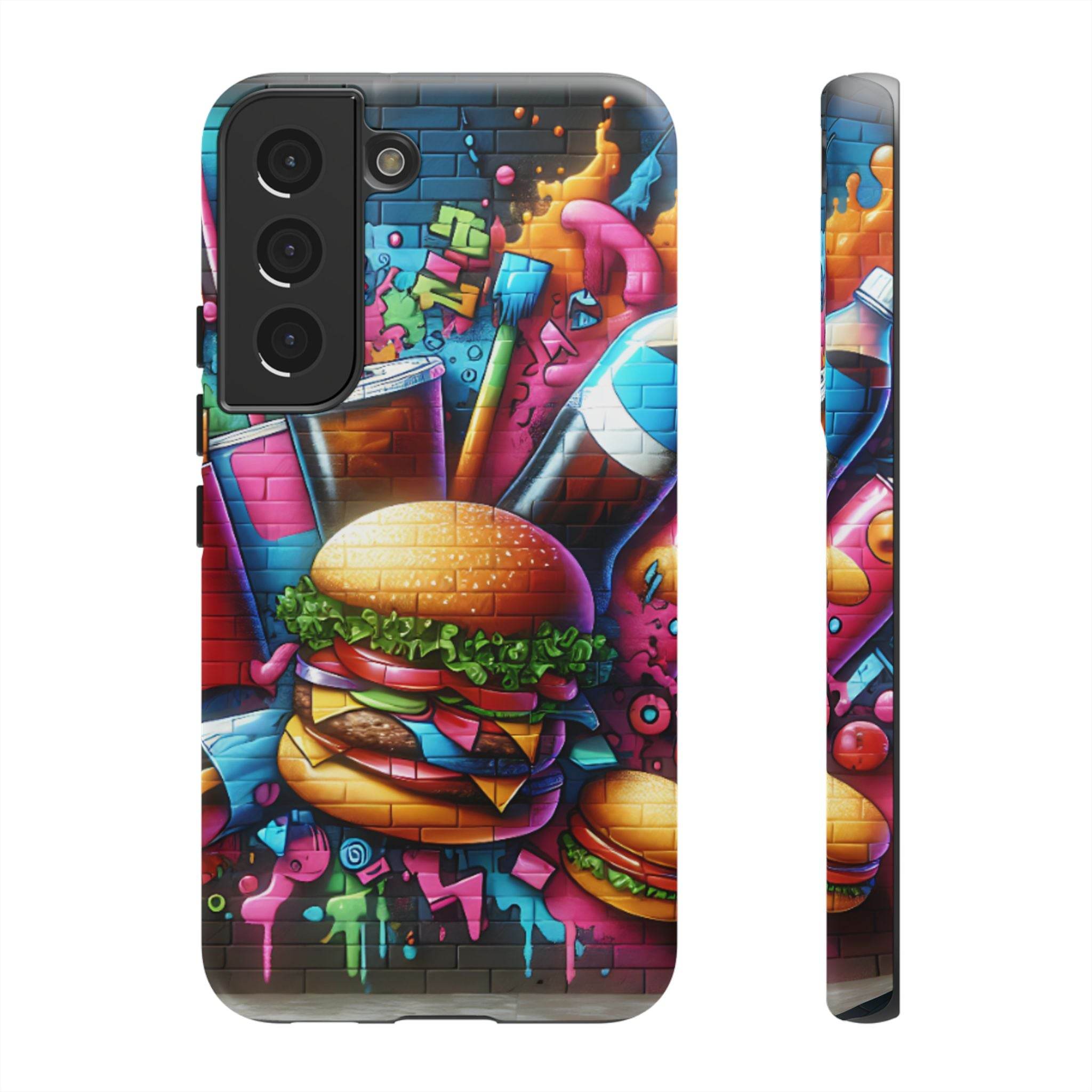 Burger and Drink Graffiti Phone Case - Samsung Galaxy Tough Case - Hook's Rubs & Spices