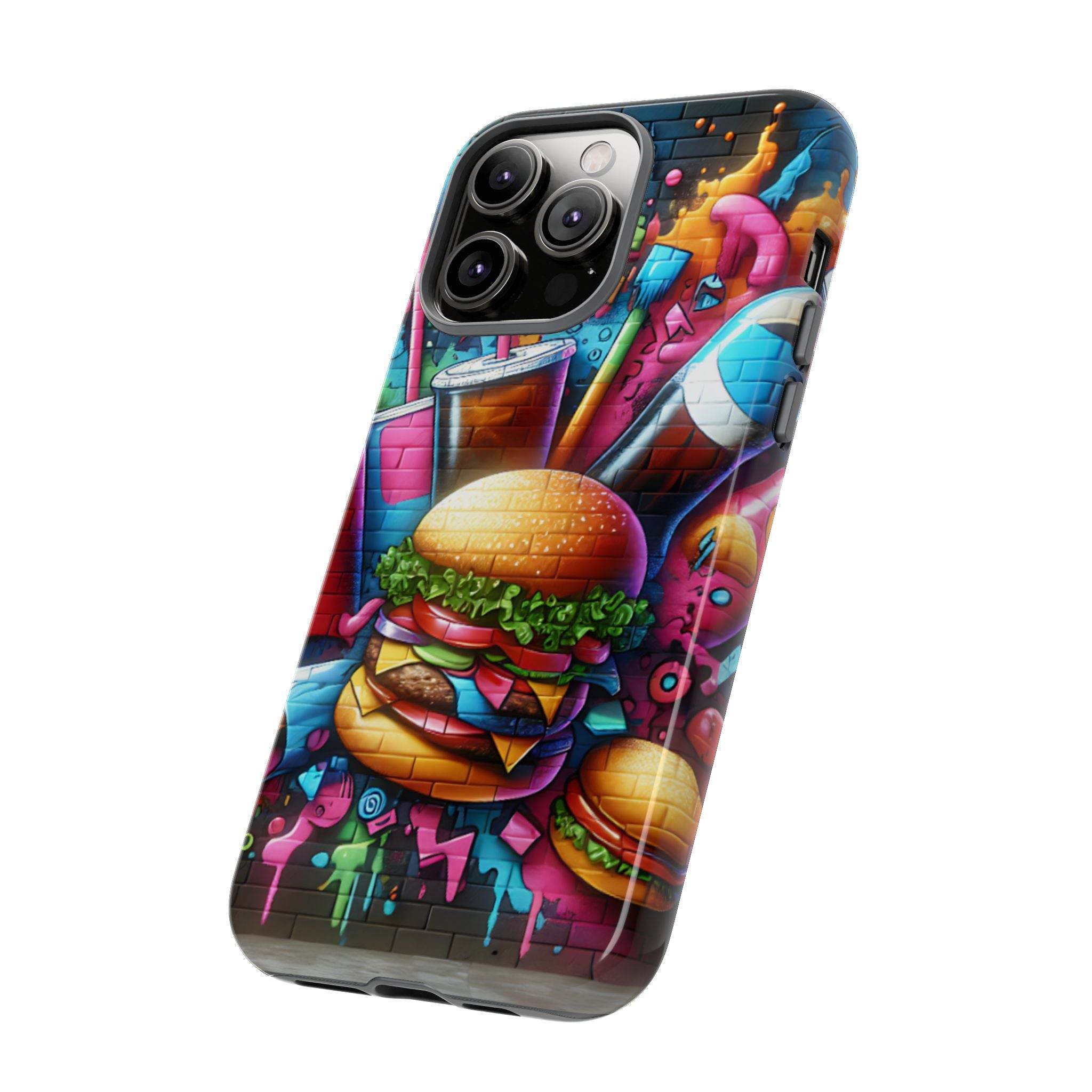 Burger and Drink Graffiti Phone Case - iPhone Tough Case - Hook's Rubs & Spices