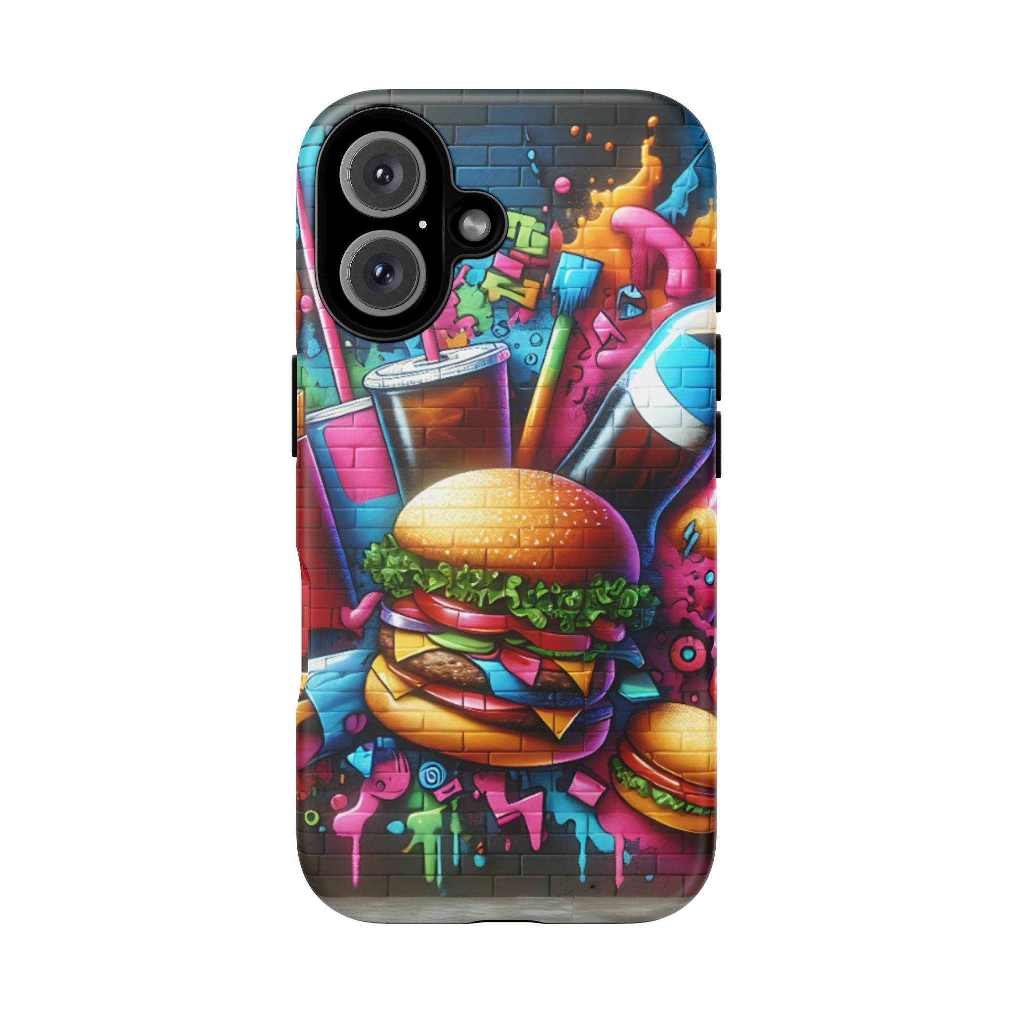 Burger and Drink Graffiti Phone Case - iPhone Tough Case - Hook's Rubs & Spices