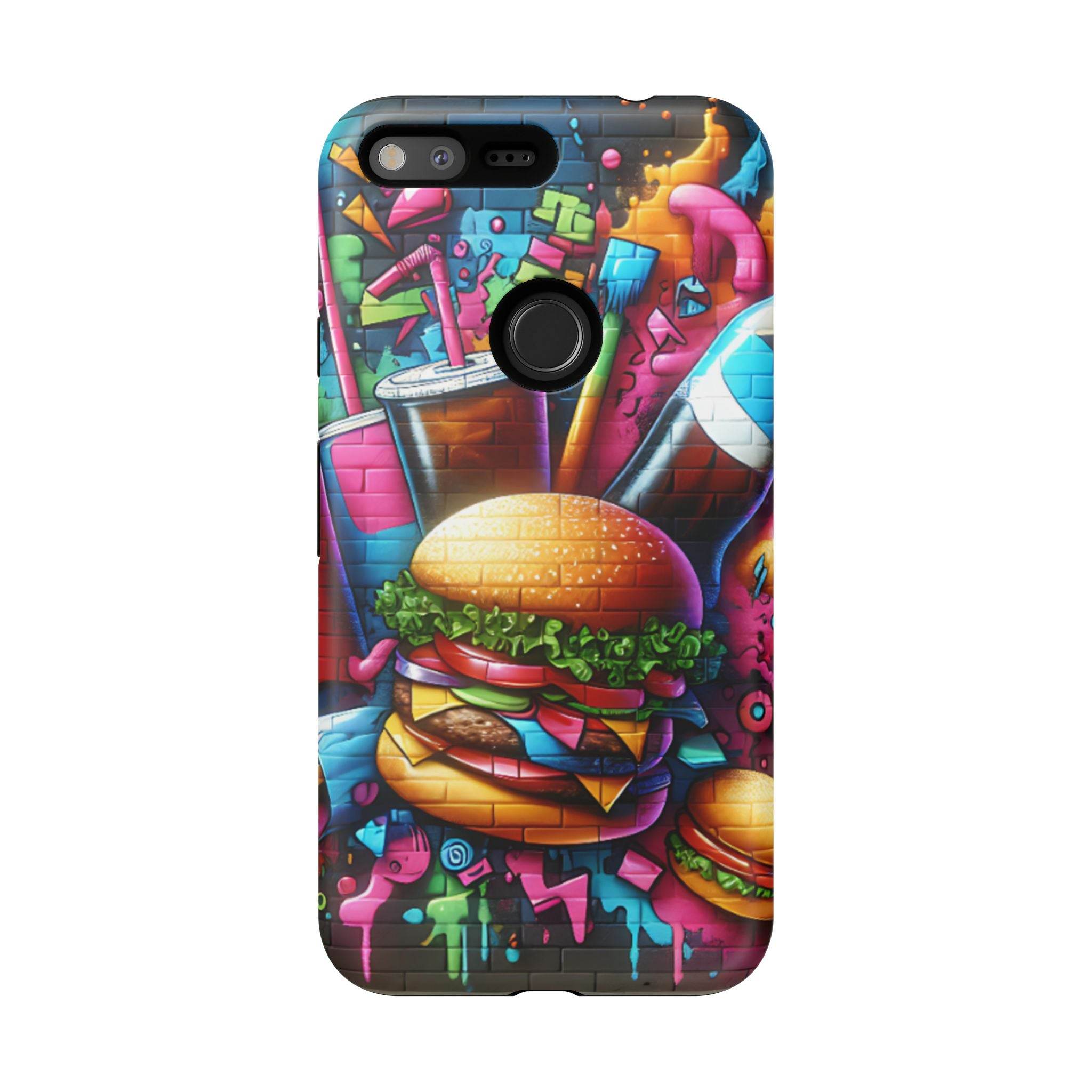 Burger and Drink Graffiti Phone Case - Google Pixel Phone Tough Case - Hook's Rubs & Spices