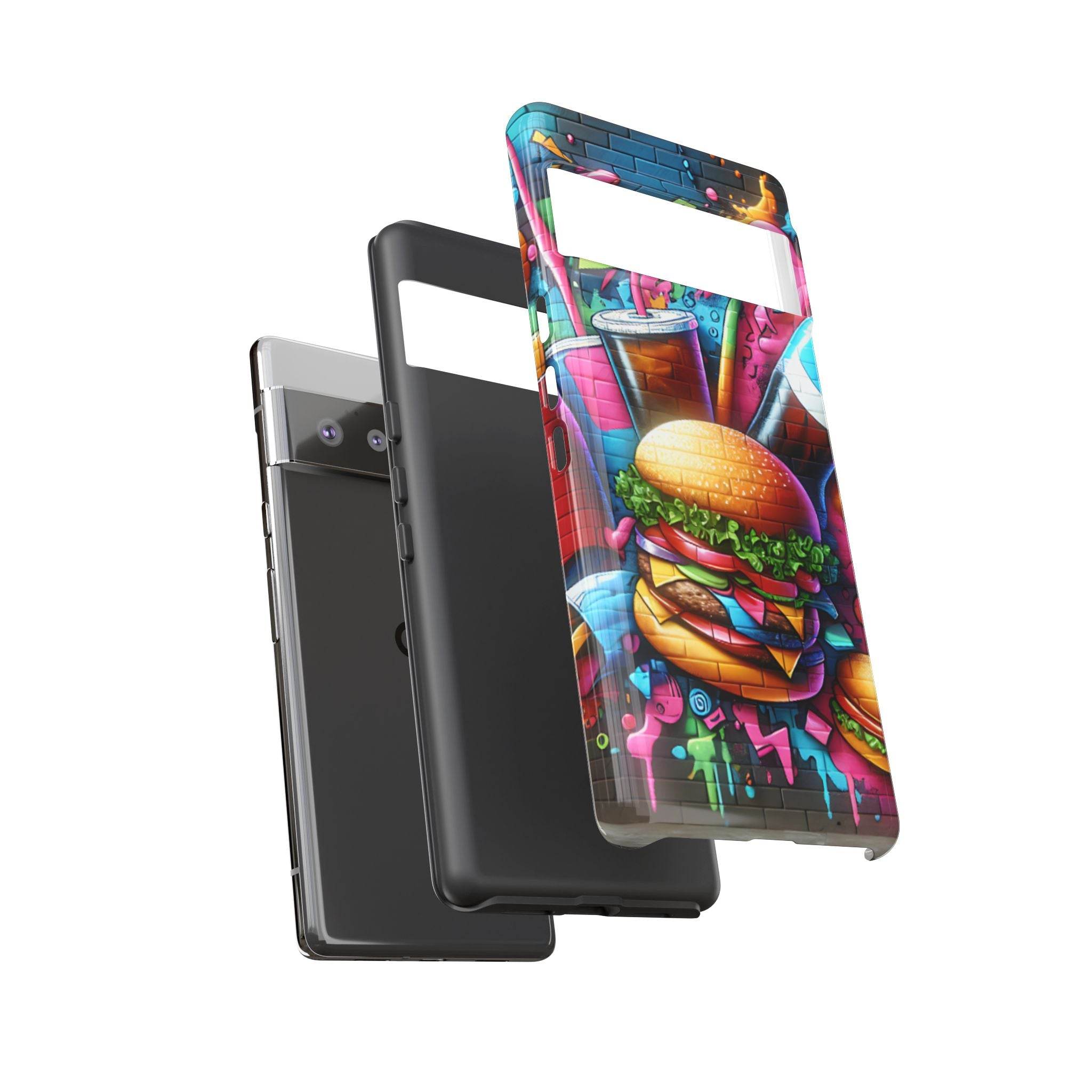 Burger and Drink Graffiti Phone Case - Google Pixel Phone Tough Case - Hook's Rubs & Spices