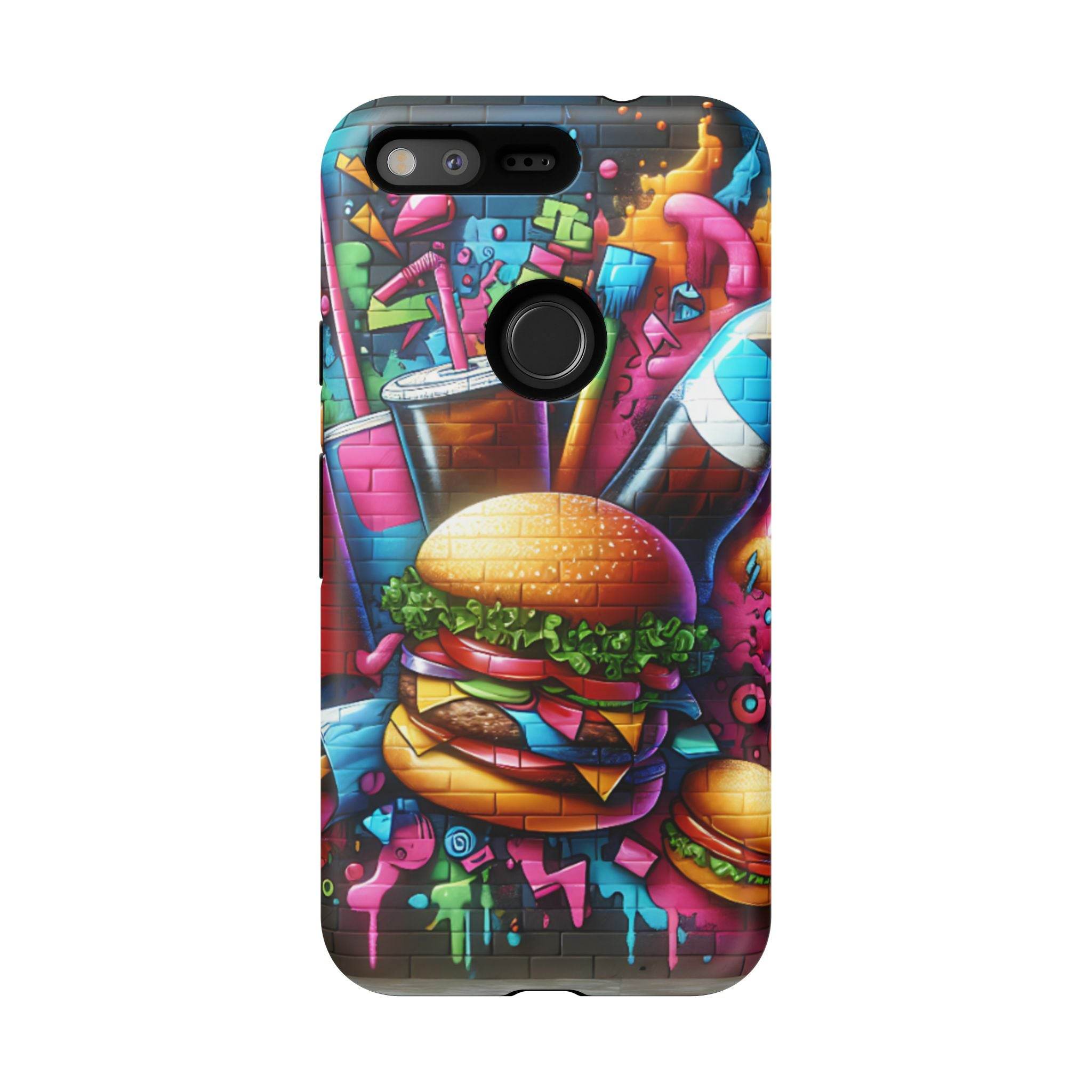 Burger and Drink Graffiti Phone Case - Google Pixel Phone Tough Case - Hook's Rubs & Spices