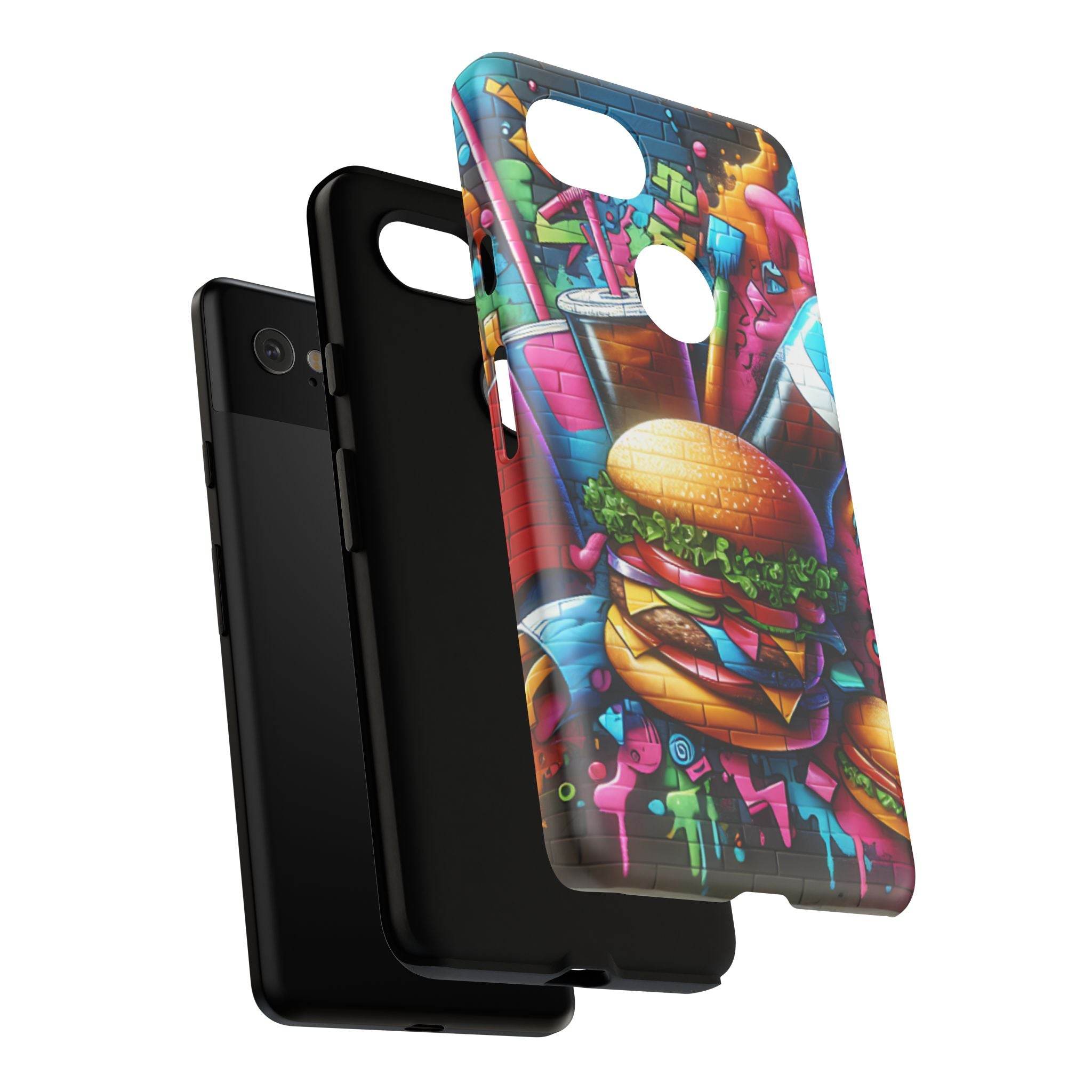 Burger and Drink Graffiti Phone Case - Google Pixel Phone Tough Case - Hook's Rubs & Spices