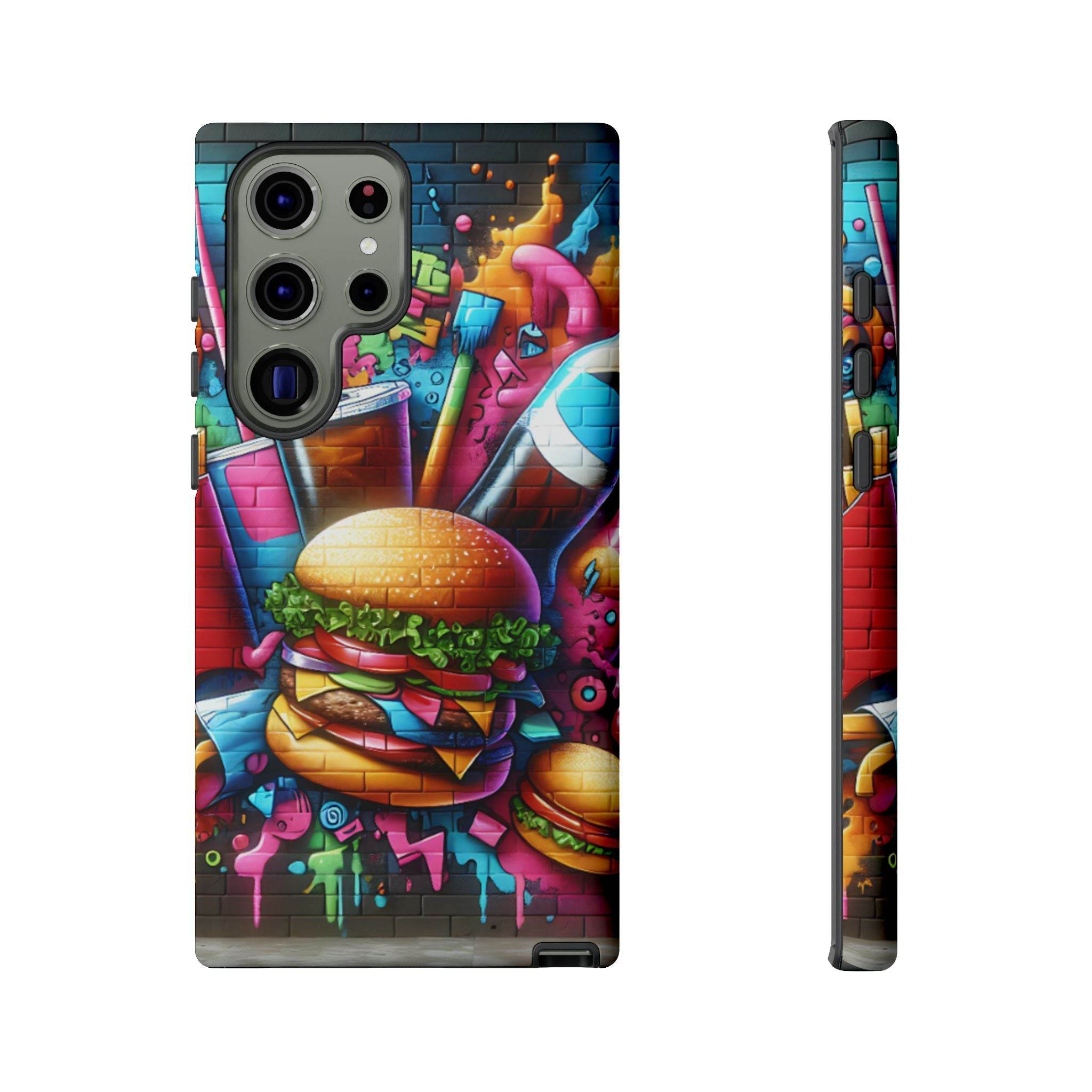 Burger and Drink Graffiti Phone Case - Samsung Galaxy Tough Case - Hook's Rubs & Spices