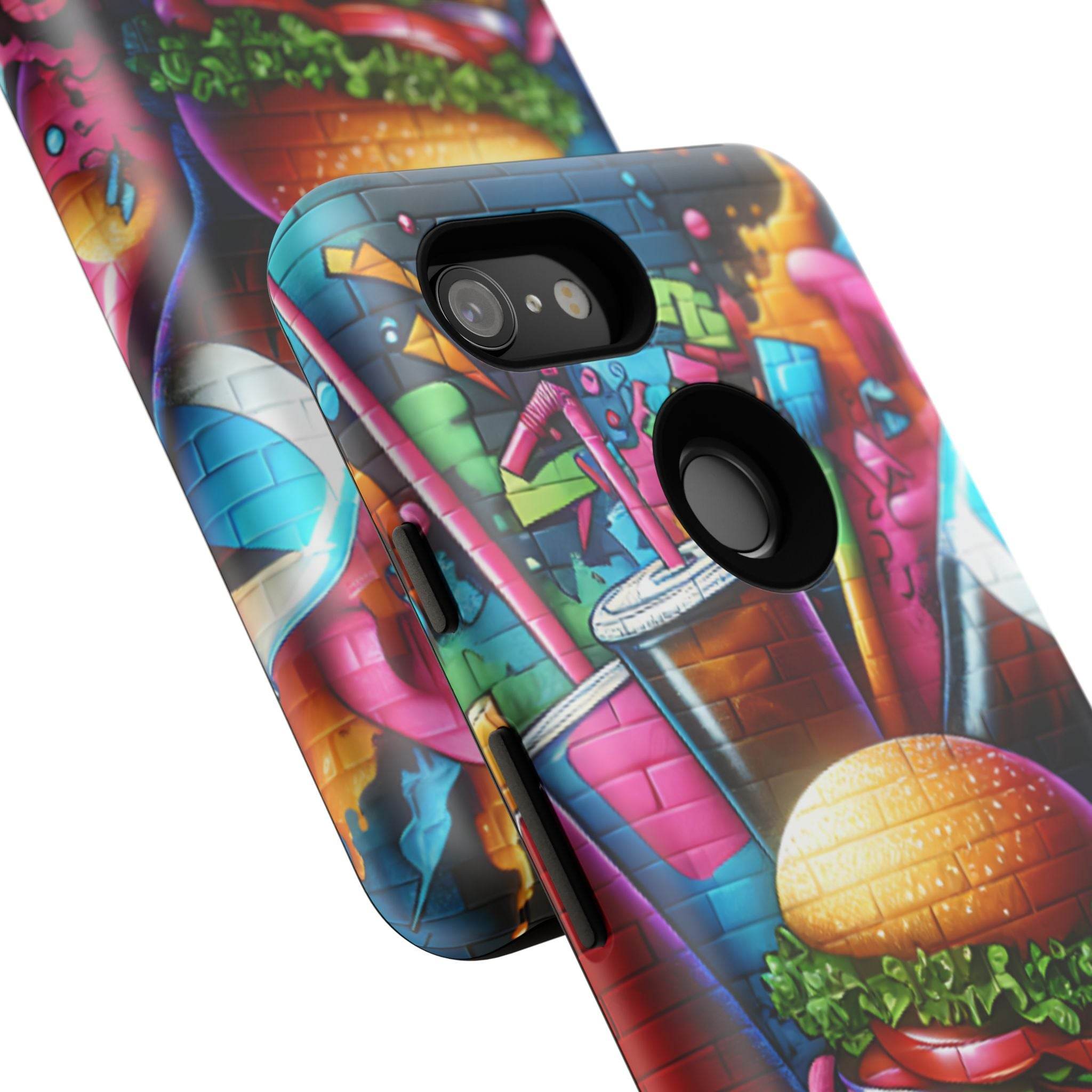 Burger and Drink Graffiti Phone Case - Google Pixel Phone Tough Case - Hook's Rubs & Spices