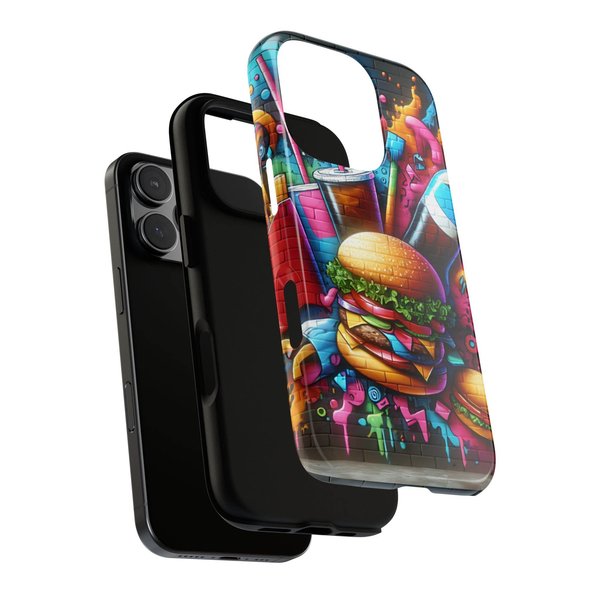Burger and Drink Graffiti Phone Case - iPhone Tough Case - Hook's Rubs & Spices