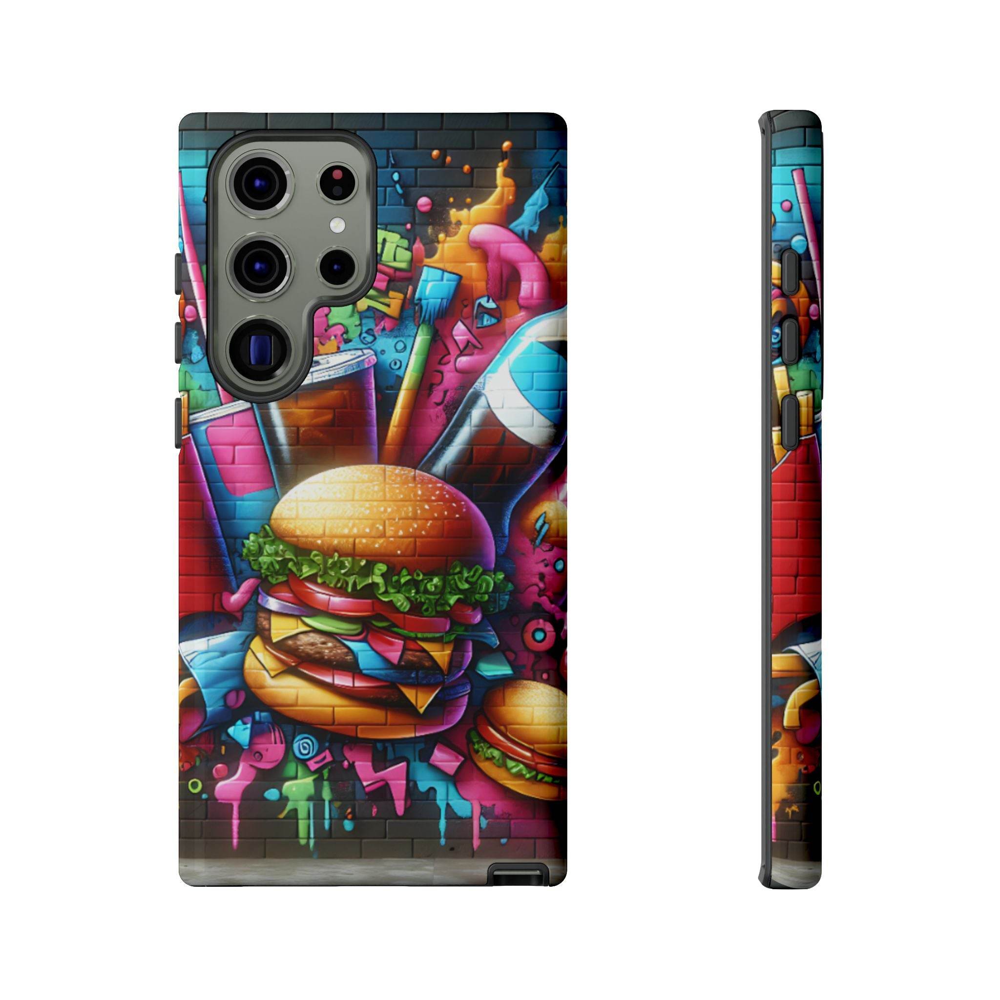 Burger and Drink Graffiti Phone Case - Samsung Galaxy Tough Case - Hook's Rubs & Spices