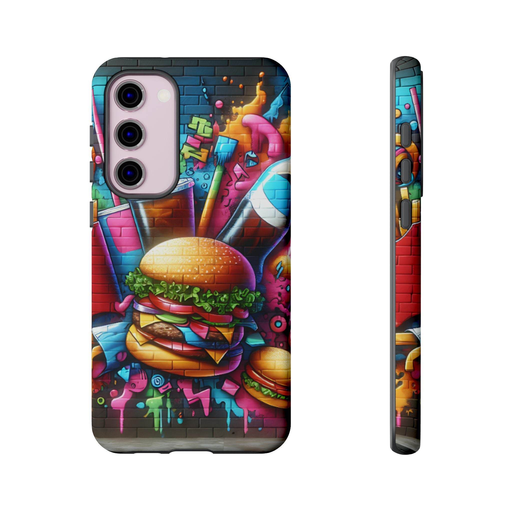 Burger and Drink Graffiti Phone Case - Samsung Galaxy Tough Case - Hook's Rubs & Spices