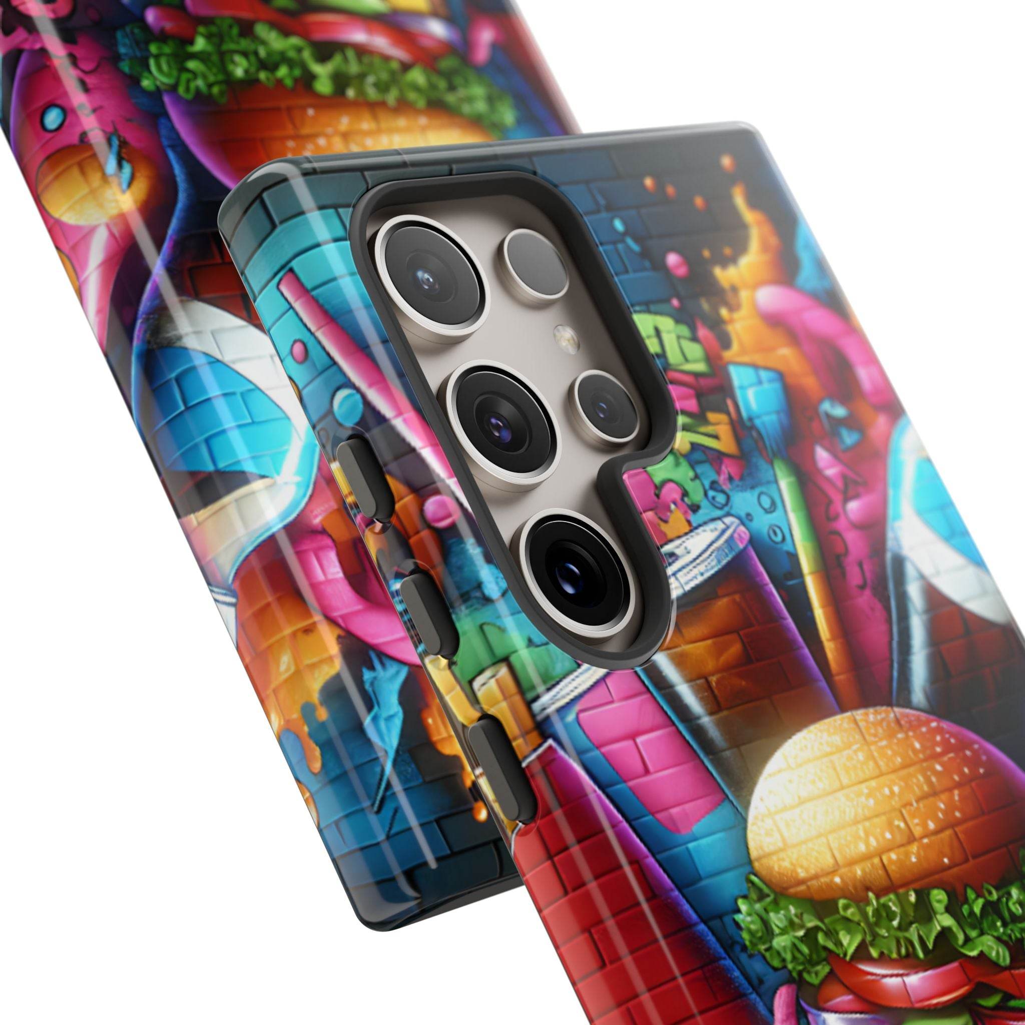 Burger and Drink Graffiti Phone Case - Samsung Galaxy Tough Case - Hook's Rubs & Spices