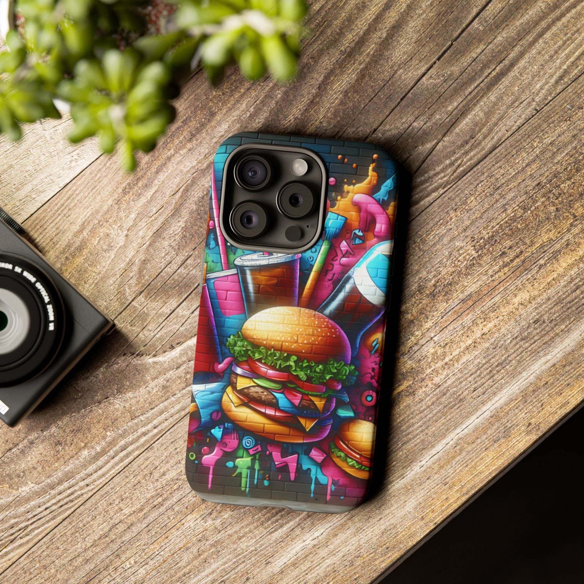 Burger and Drink Graffiti Phone Case - iPhone Tough Case - Hook's Rubs & Spices
