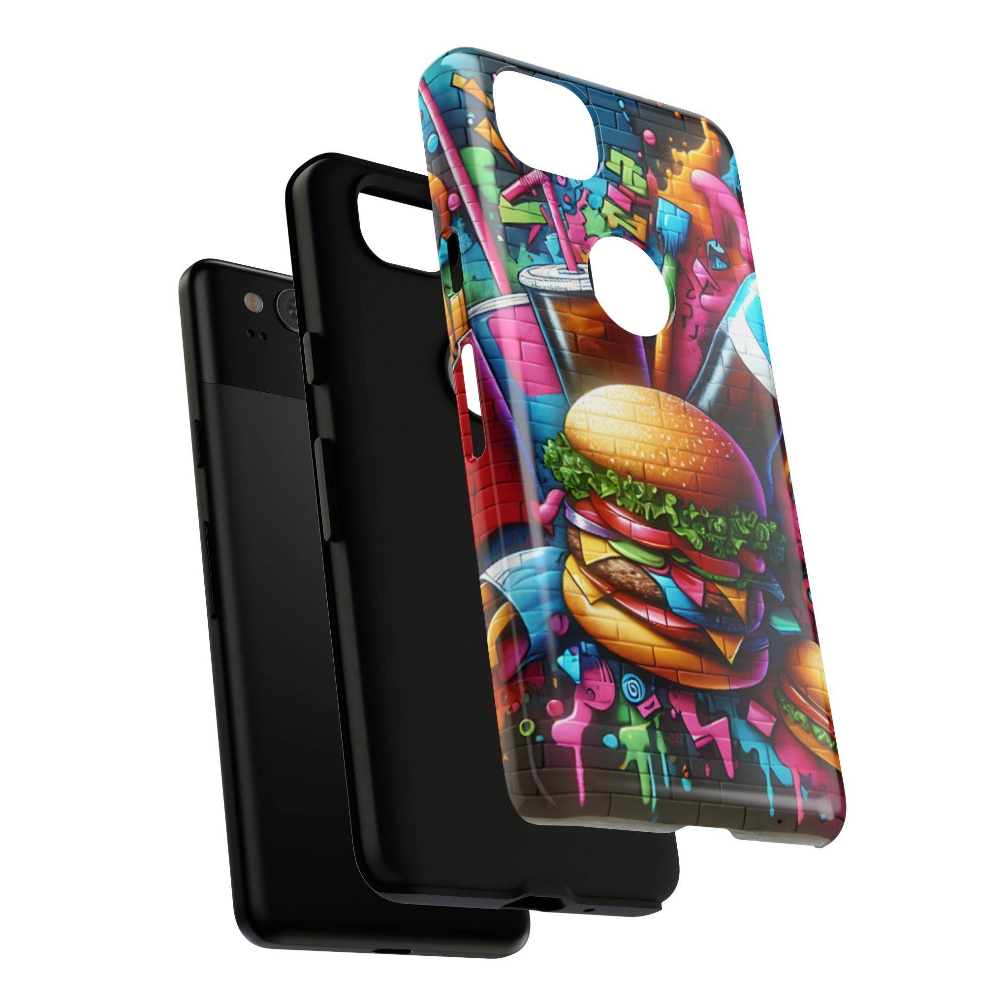 Burger and Drink Graffiti Phone Case - Google Pixel Phone Tough Case - Hook's Rubs & Spices