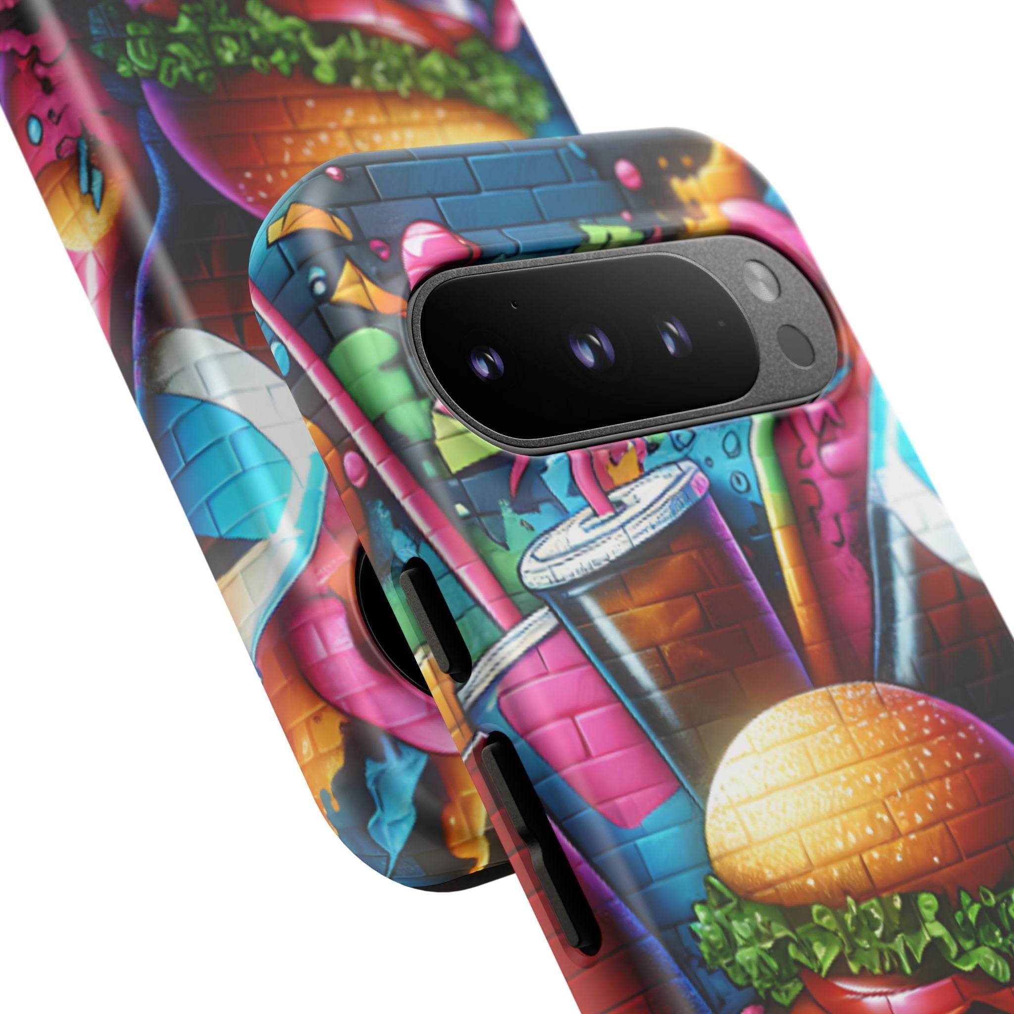 Burger and Drink Graffiti Phone Case - Google Pixel Phone Tough Case - Hook's Rubs & Spices