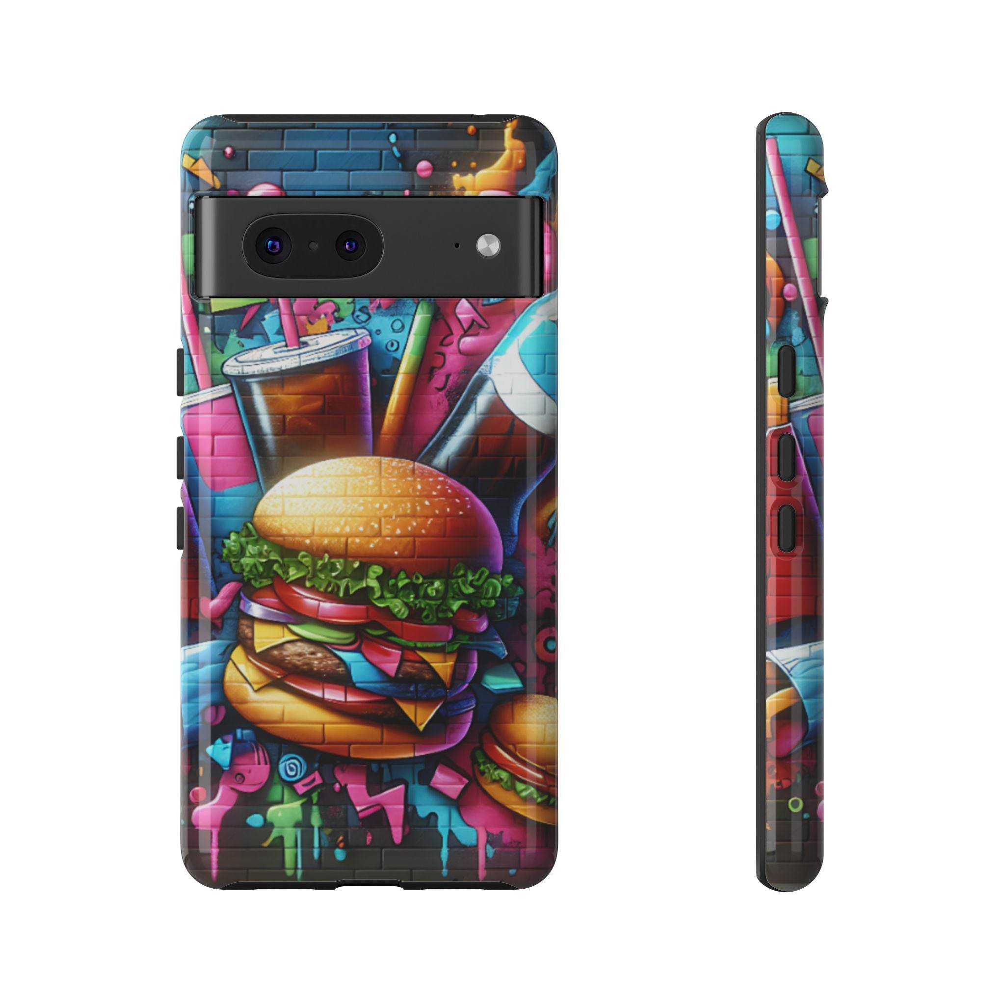 Burger and Drink Graffiti Phone Case - Google Pixel Phone Tough Case - Hook's Rubs & Spices