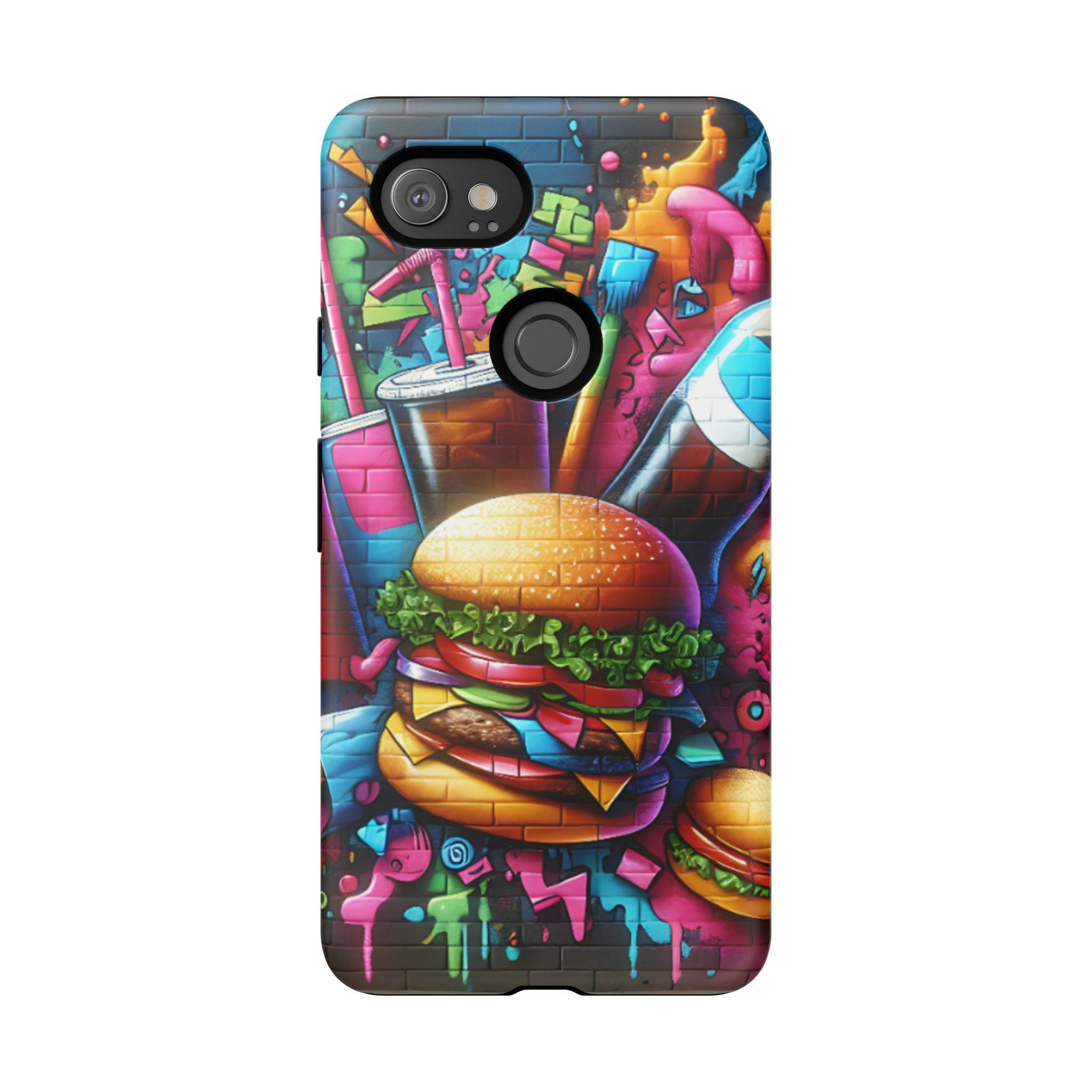 Burger and Drink Graffiti Phone Case - Google Pixel Phone Tough Case - Hook's Rubs & Spices