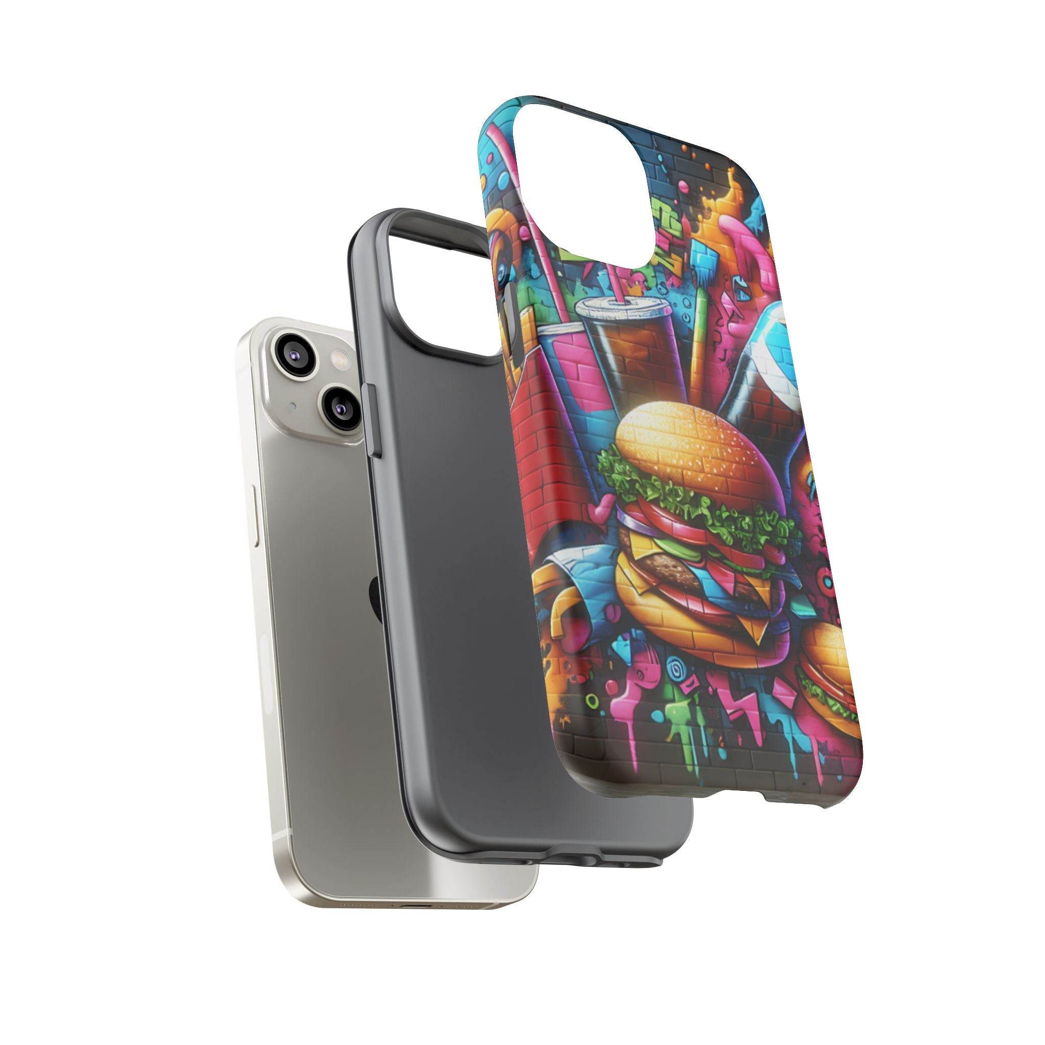 Burger and Drink Graffiti Phone Case - iPhone Tough Case - Hook's Rubs & Spices