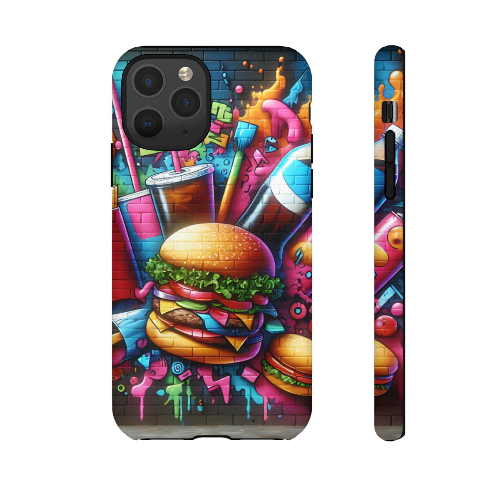 Burger and Drink Graffiti Phone Case - iPhone Tough Case - Hook's Rubs & Spices
