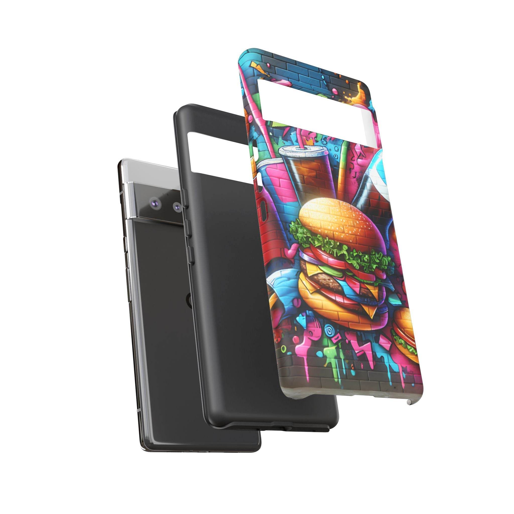 Burger and Drink Graffiti Phone Case - Google Pixel Phone Tough Case - Hook's Rubs & Spices