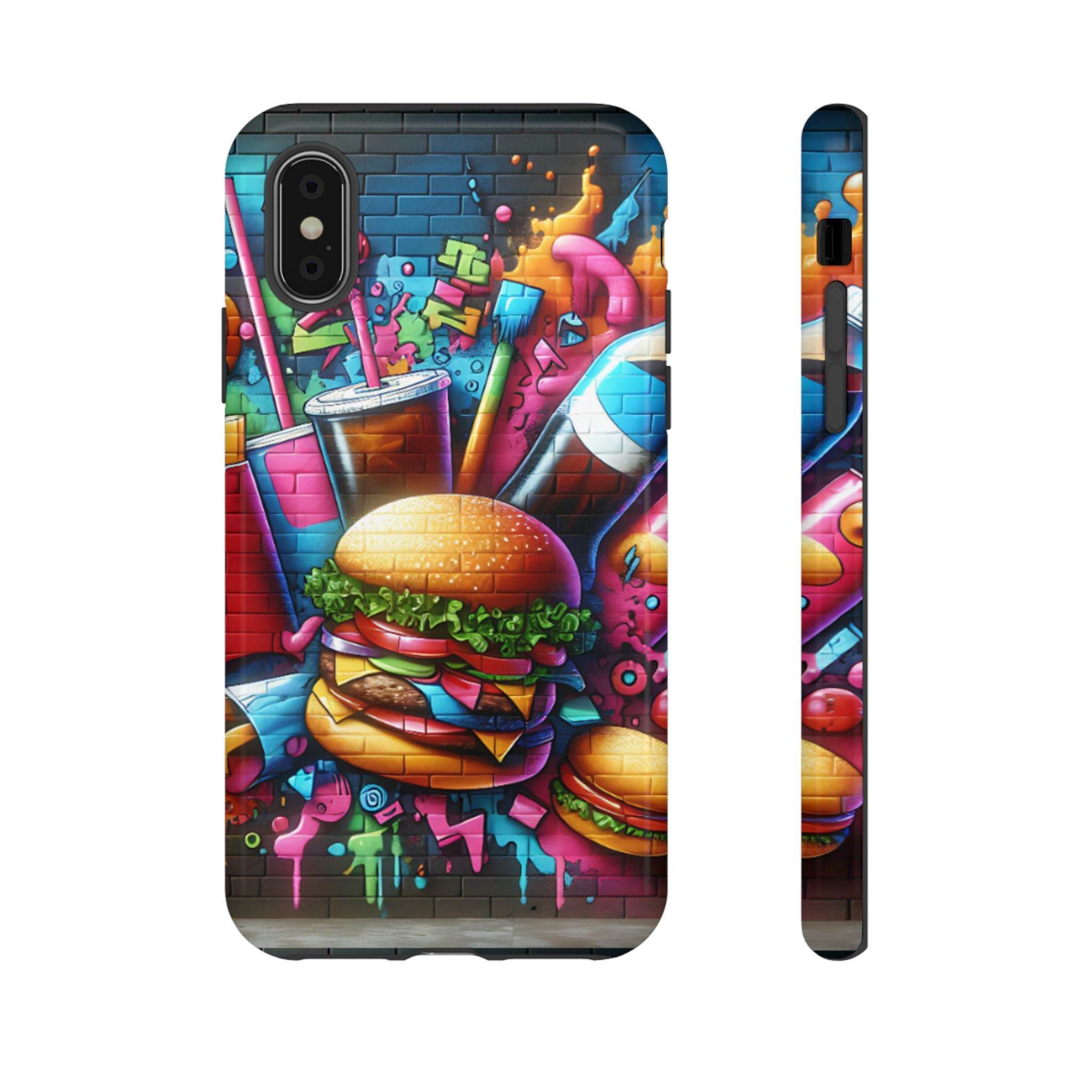 Burger and Drink Graffiti Phone Case - iPhone Tough Case - Hook's Rubs & Spices