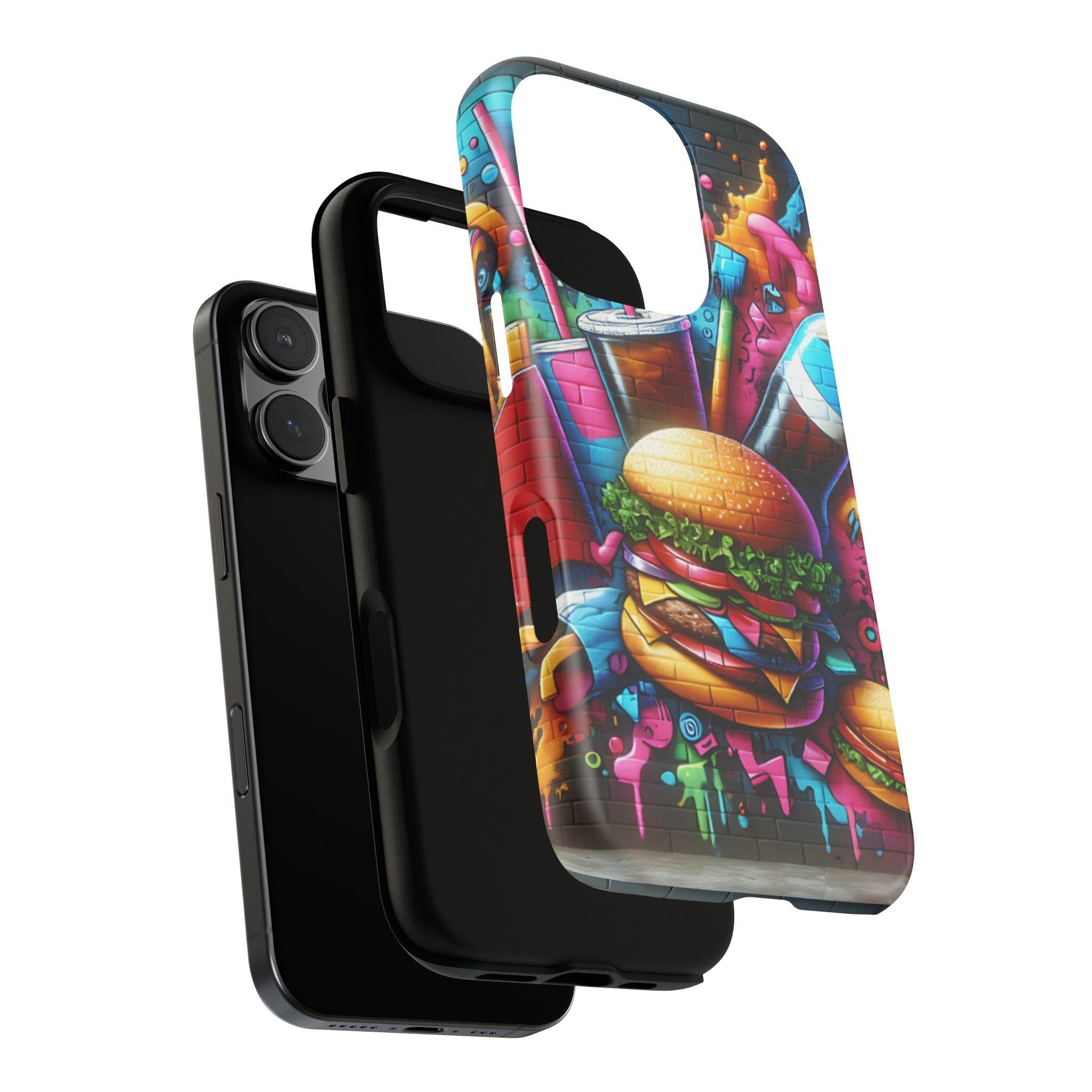 Burger and Drink Graffiti Phone Case - iPhone Tough Case - Hook's Rubs & Spices