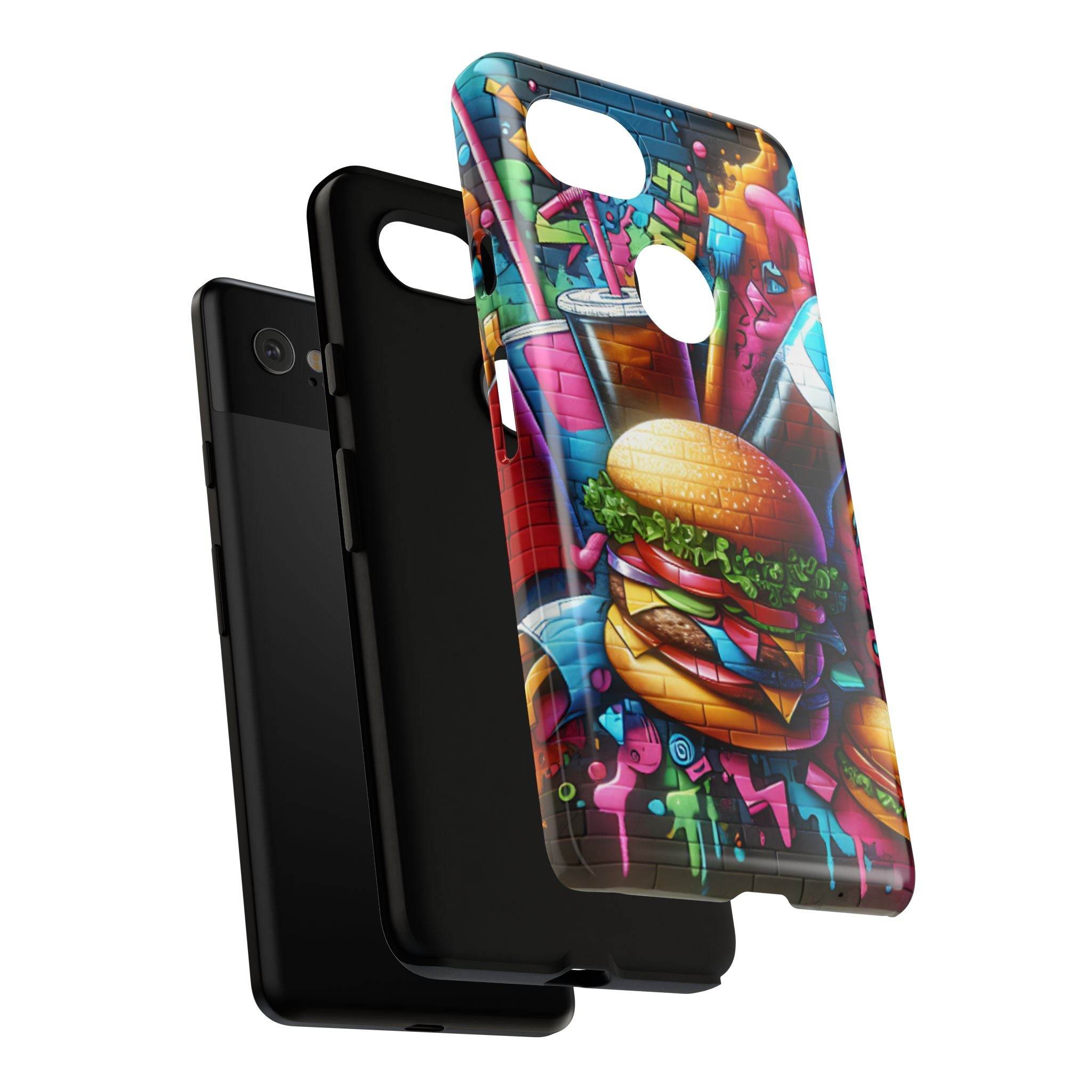 Burger and Drink Graffiti Phone Case - Google Pixel Phone Tough Case - Hook's Rubs & Spices