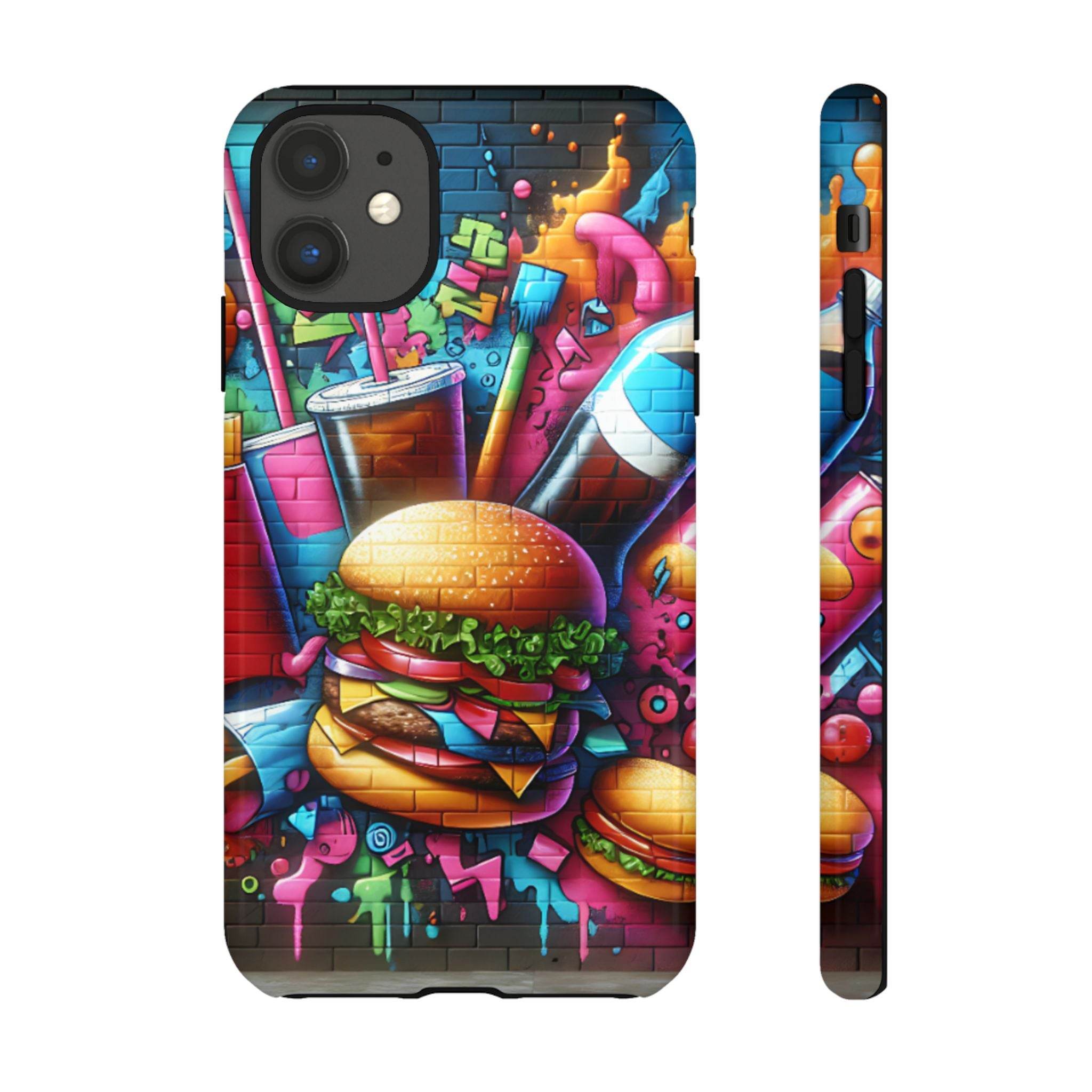 Burger and Drink Graffiti Phone Case - iPhone Tough Case - Hook's Rubs & Spices