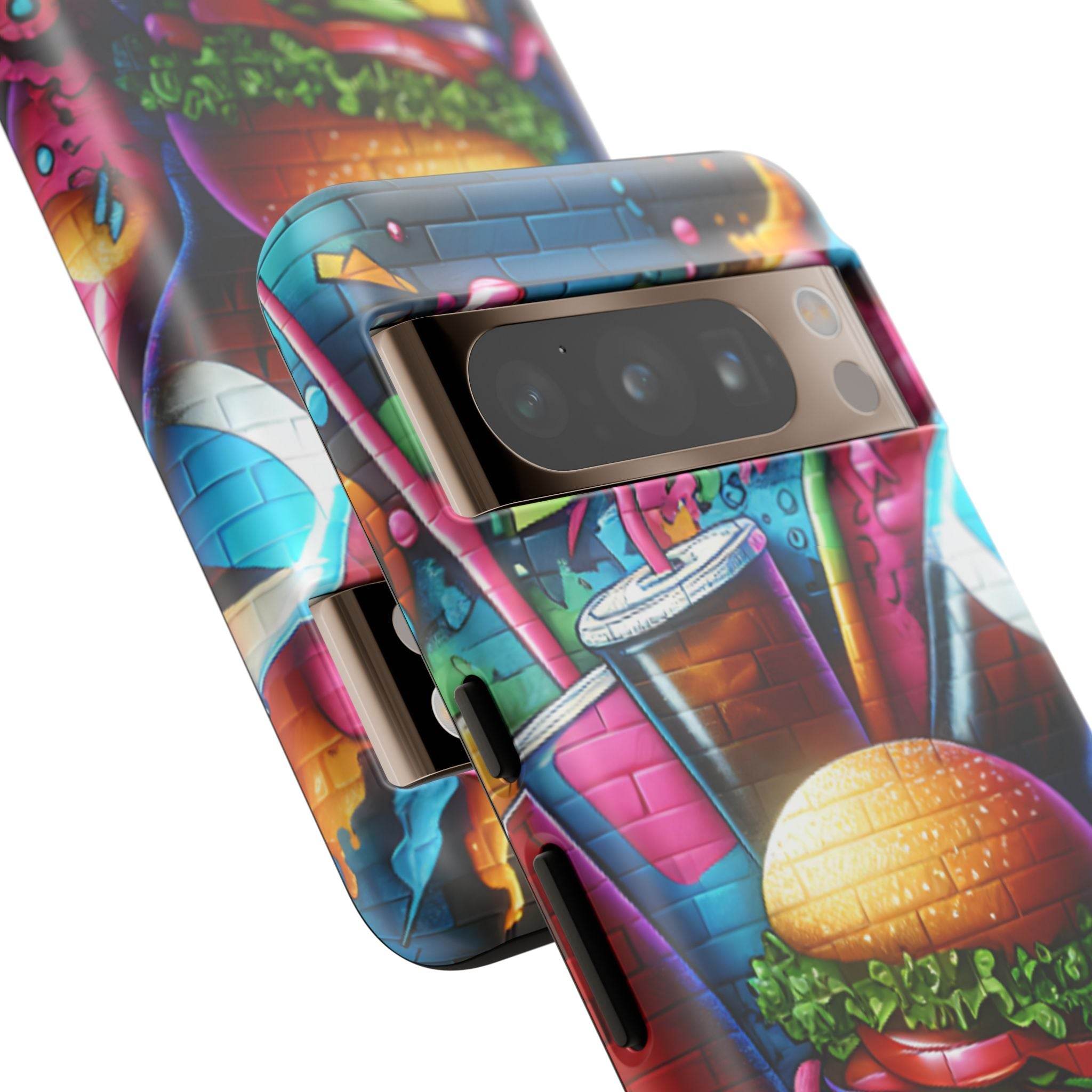 Burger and Drink Graffiti Phone Case - Google Pixel Phone Tough Case - Hook's Rubs & Spices